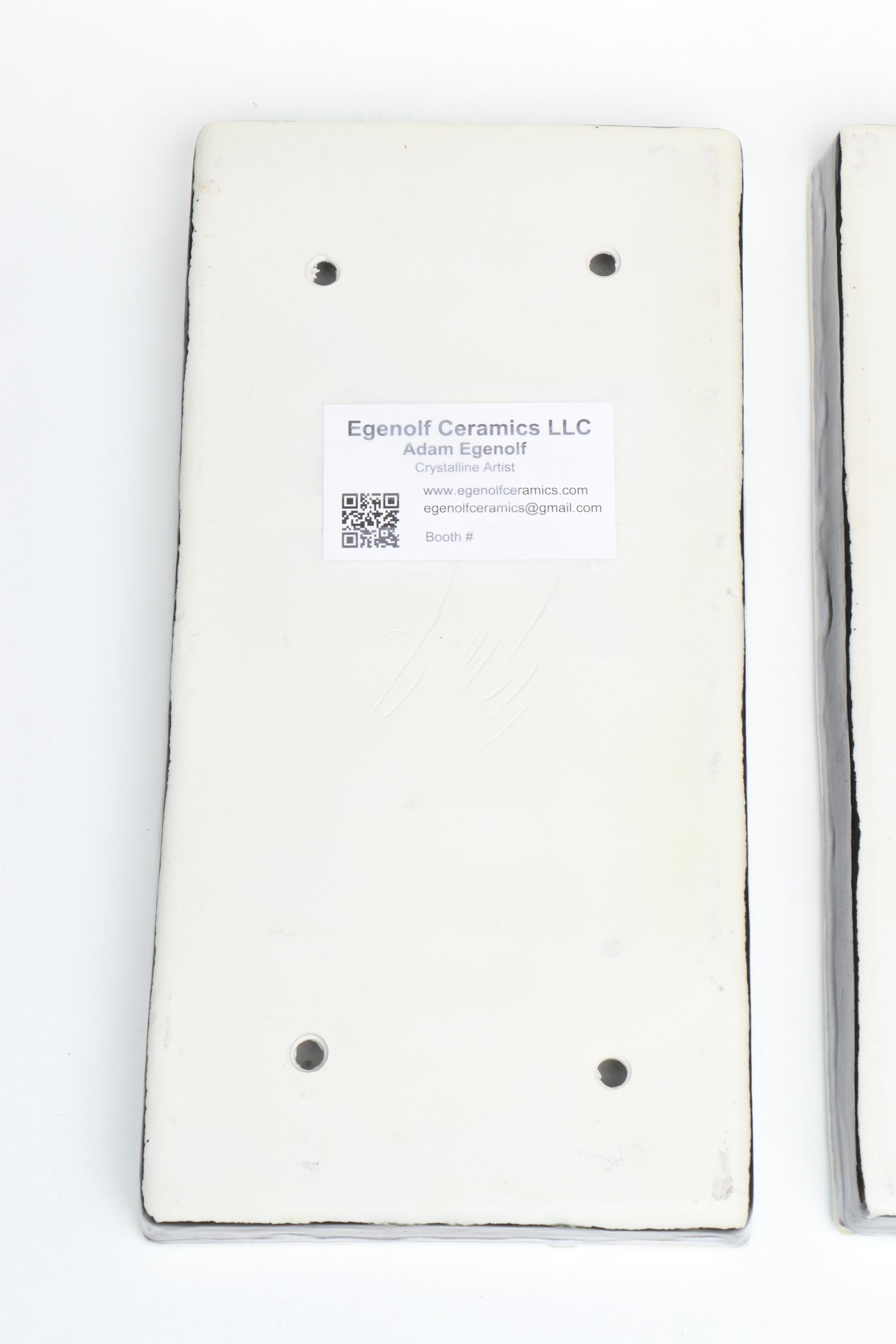 Egenolf Ceramics Blue Glaze Grass and Cattail Decorative Tiles