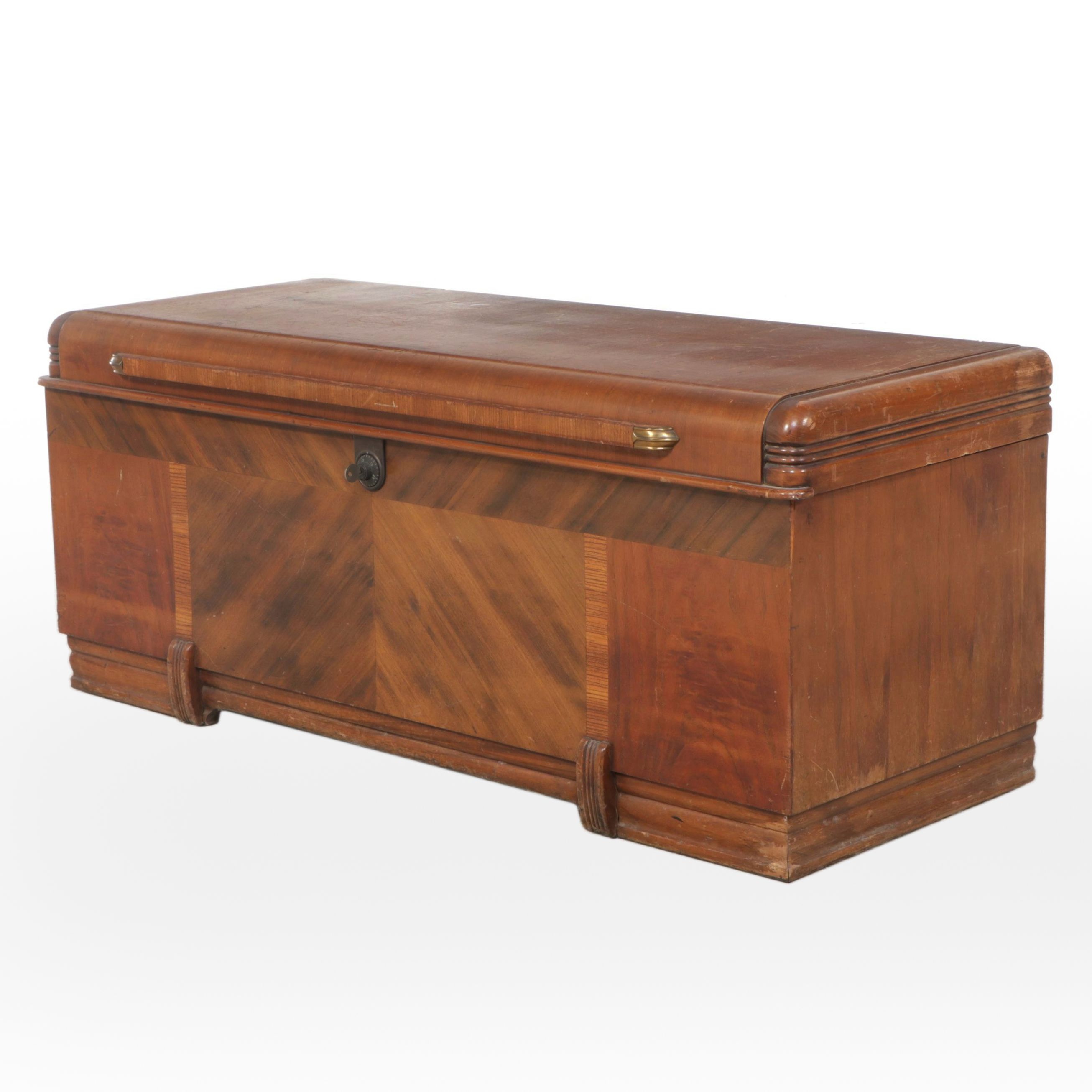 Art Deco Style Waterfall Front Mahogany Blanket Chest, Early to Mid-20th C.
