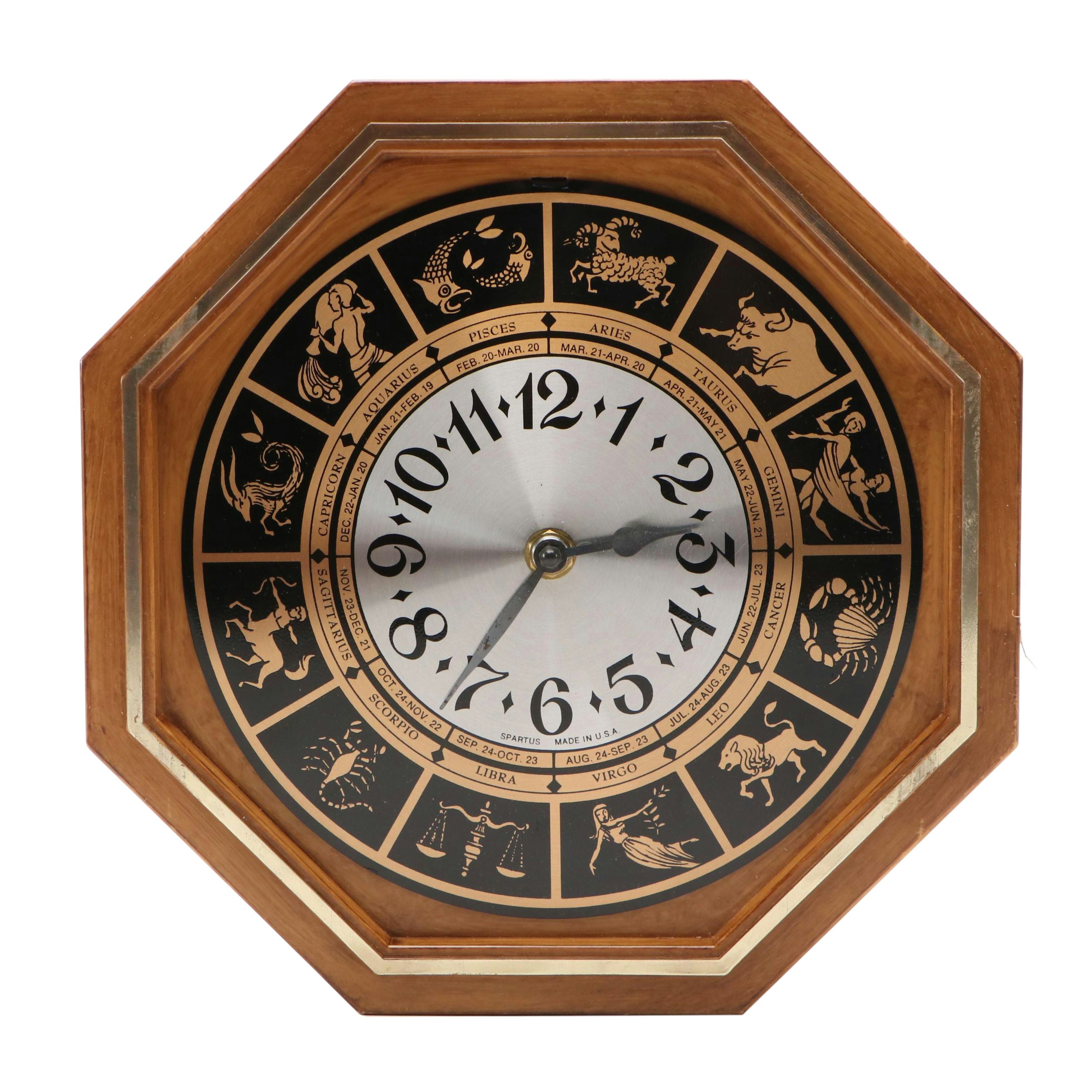Spartus Zodiac Wheel Electric Mantel Clock