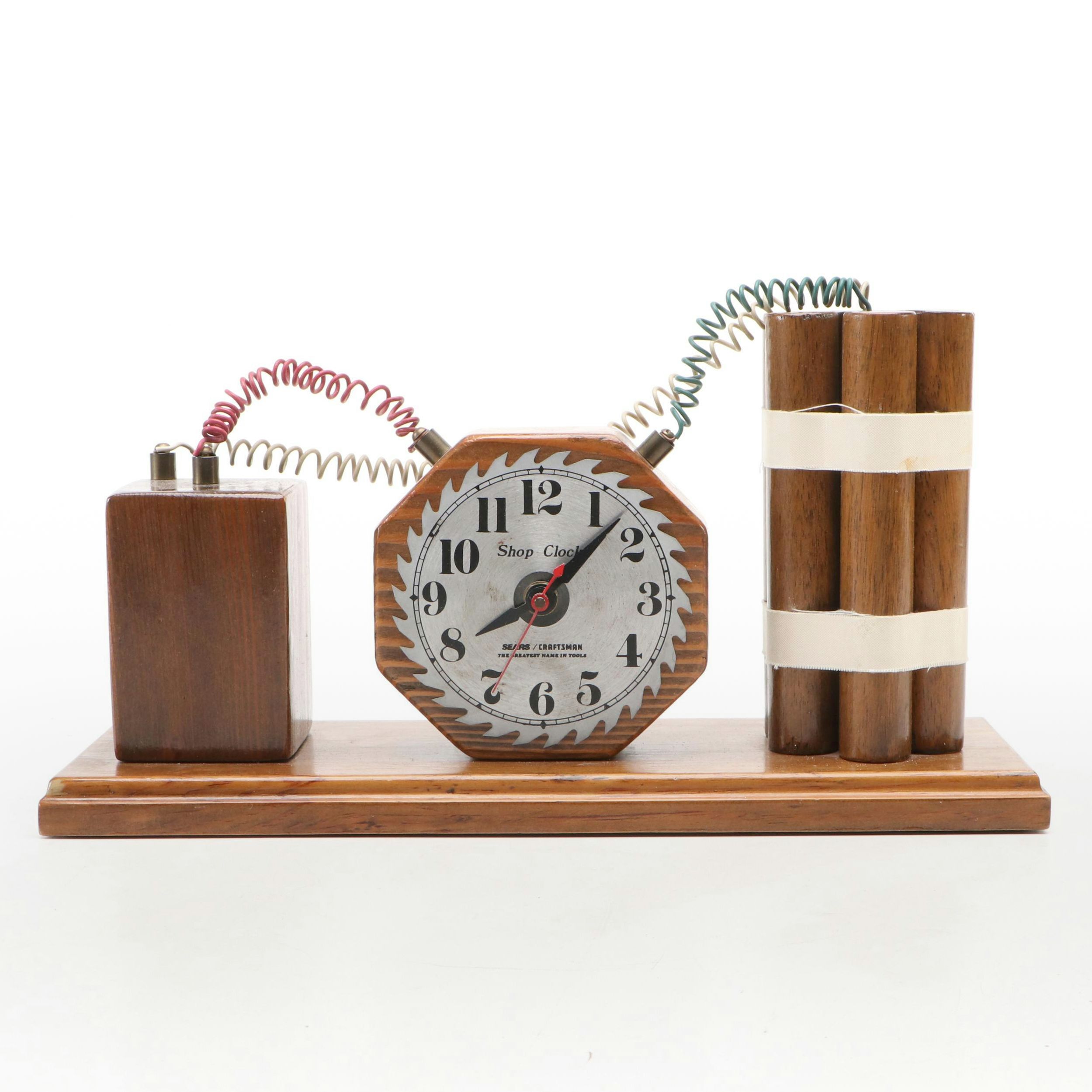 Craftsman Novelty Bomb Wood Mantel Clock