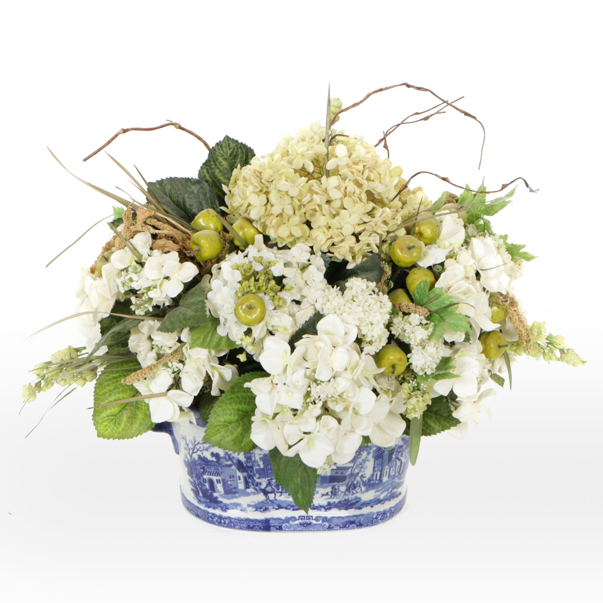 Victoria Ware Ironstone Reproduction Planter with Faux Flower Bouquet