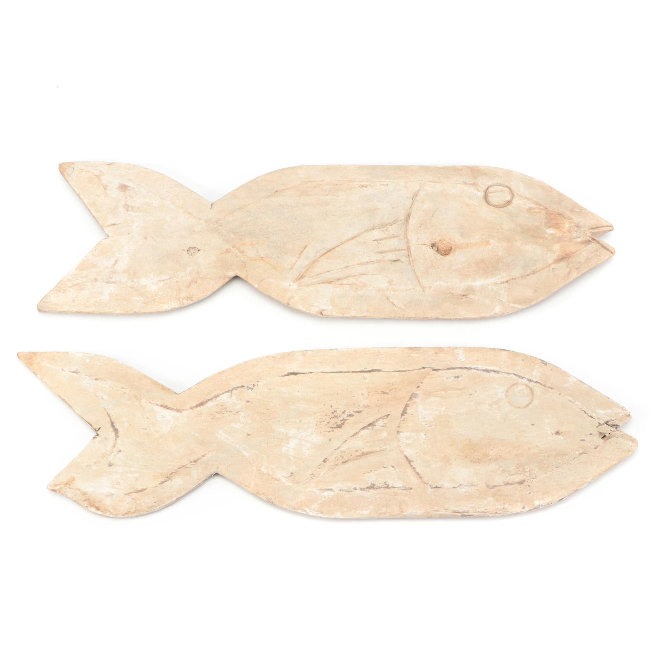 Pair of Indonesian Hand-Carved and Painted Wood Fish