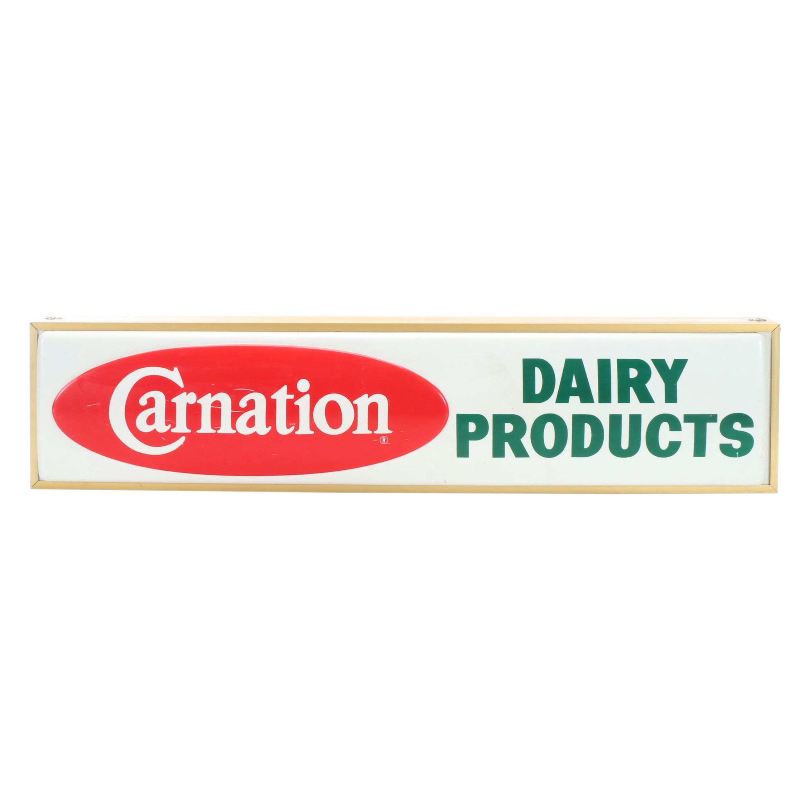 Carnation Dairy Productions Illuminated Advertising Sign, Late 20th Century