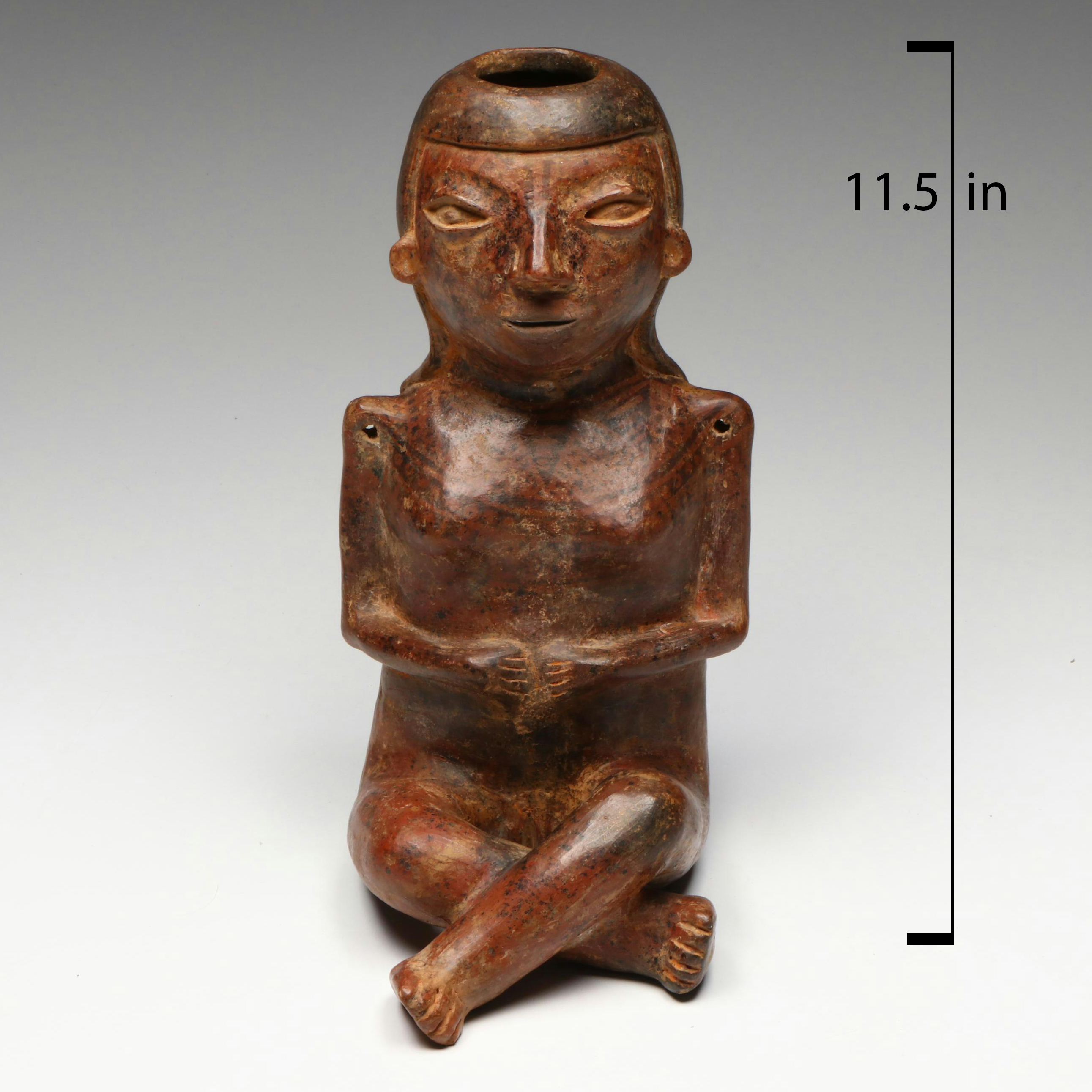 Pre-Columbian Polychrome Pottery Seated Figure