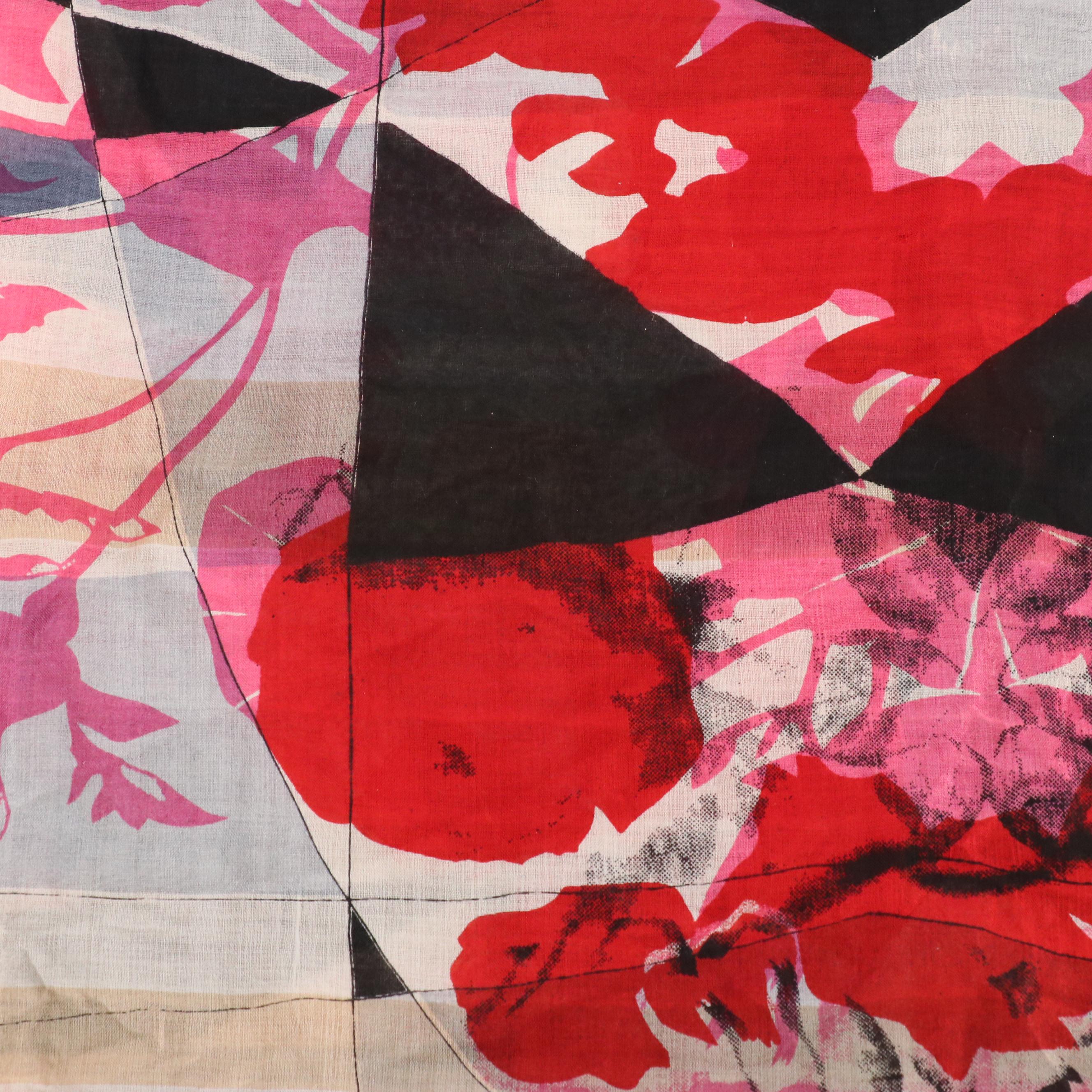 Miraclesuit Floral Polyester Chiffon Scarf with Other Fringed Scarf