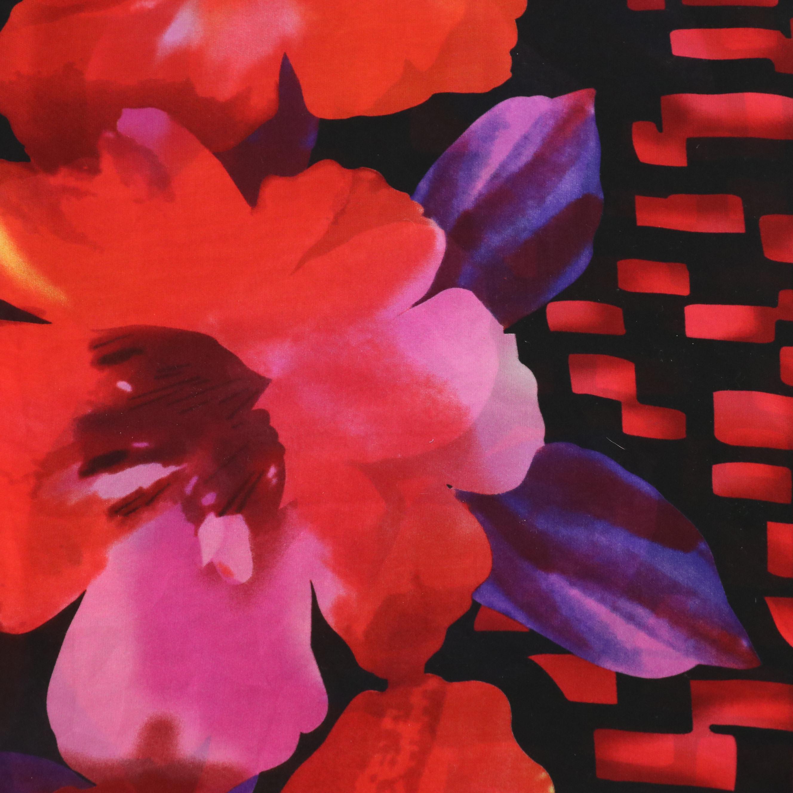 Miraclesuit Floral Polyester Chiffon Scarf with Other Fringed Scarf