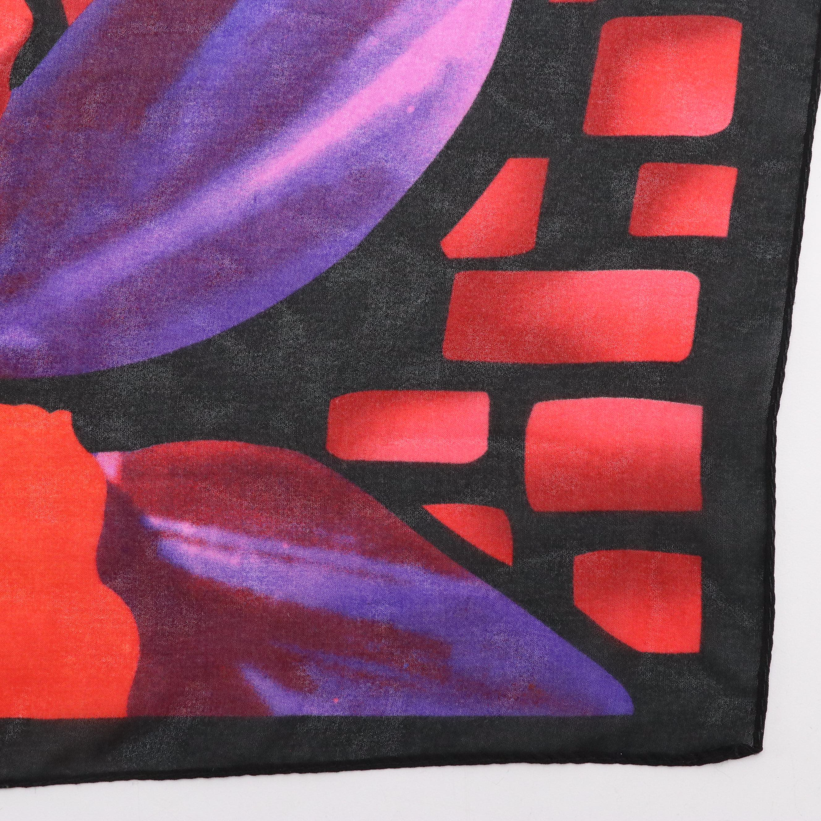 Miraclesuit Floral Polyester Chiffon Scarf with Other Fringed Scarf