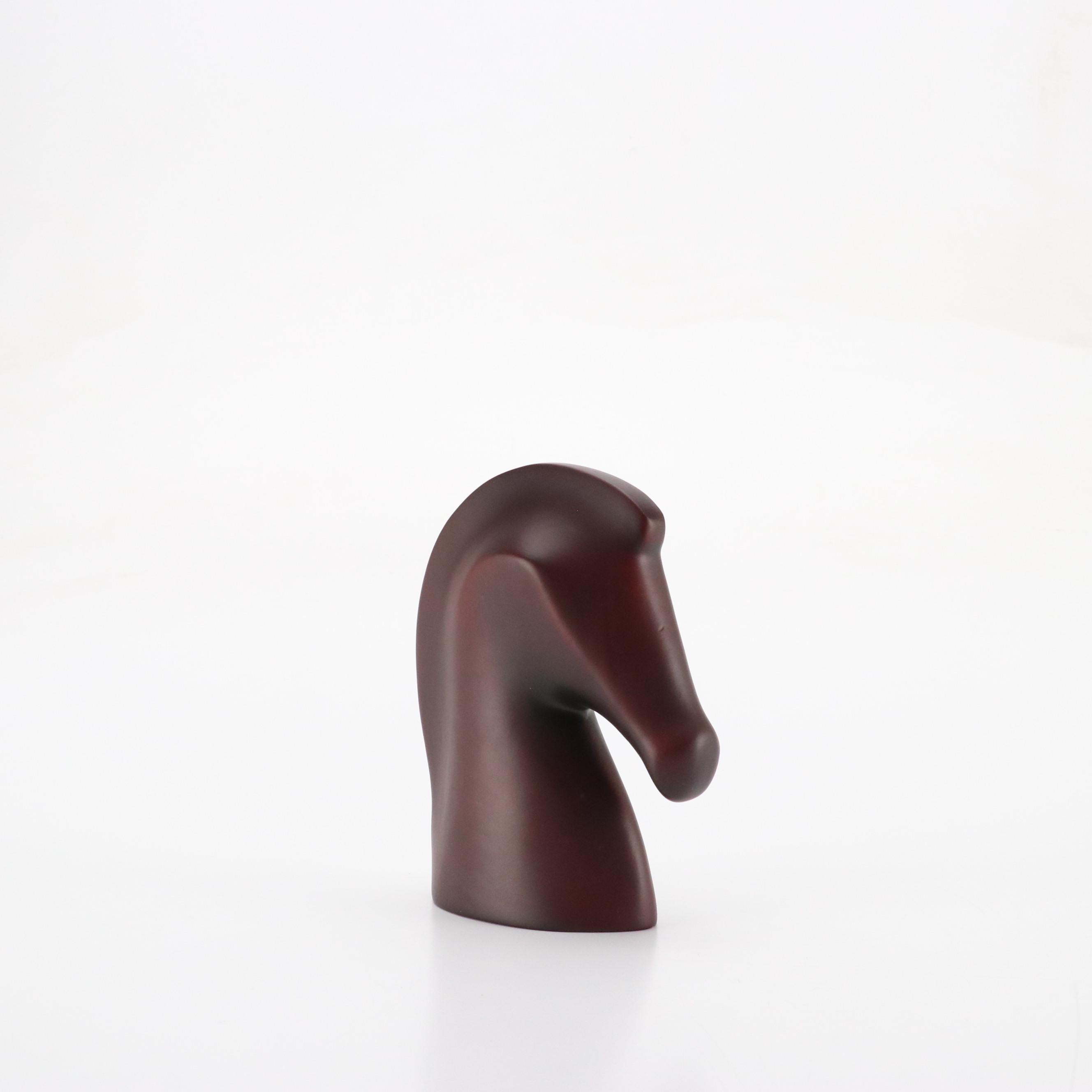 Hermès Smooth Brown Mahogany Samarcande Horse Head Sculpture, Contemporary