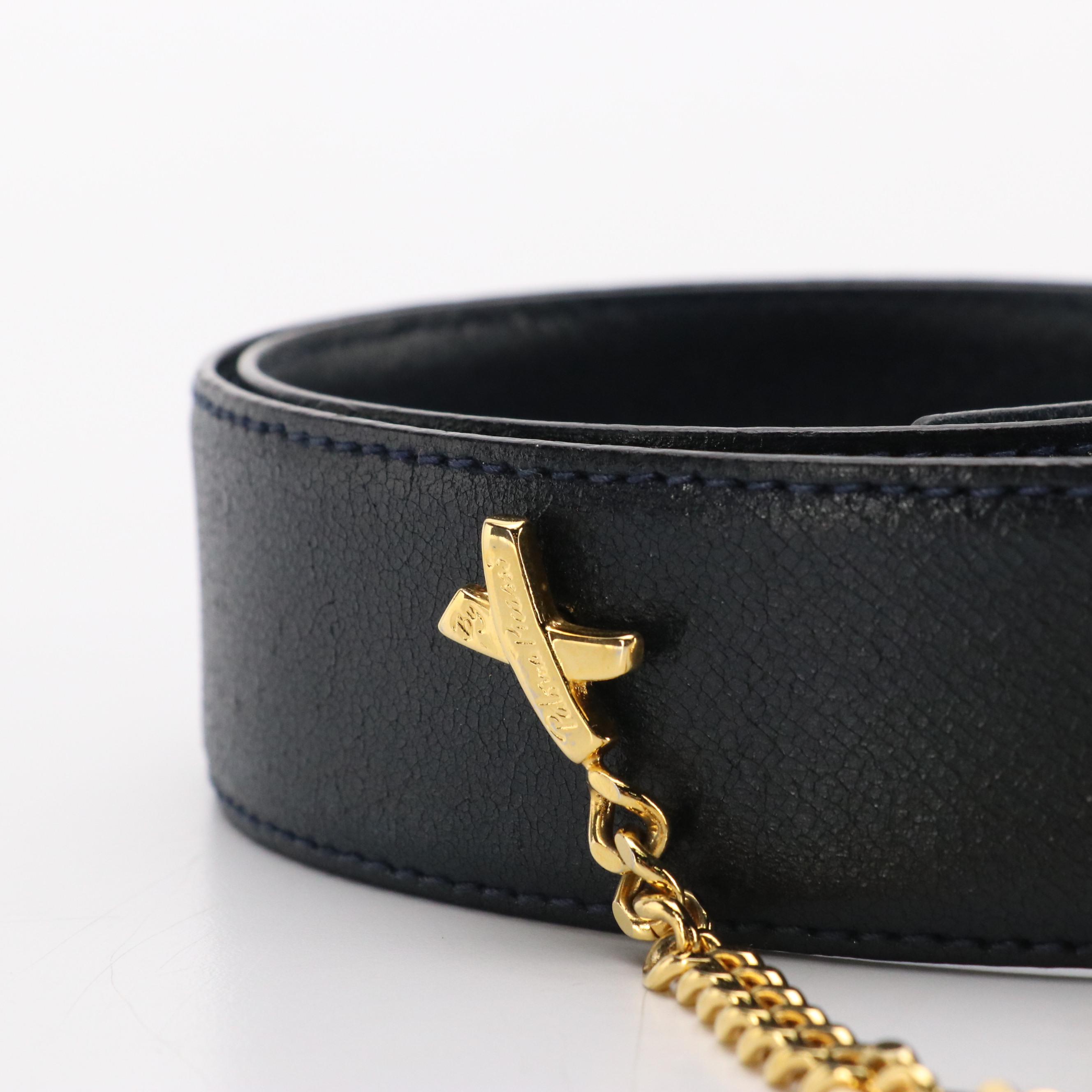 Paloma Picasso Vintage Navy Calfskin Leather Belt