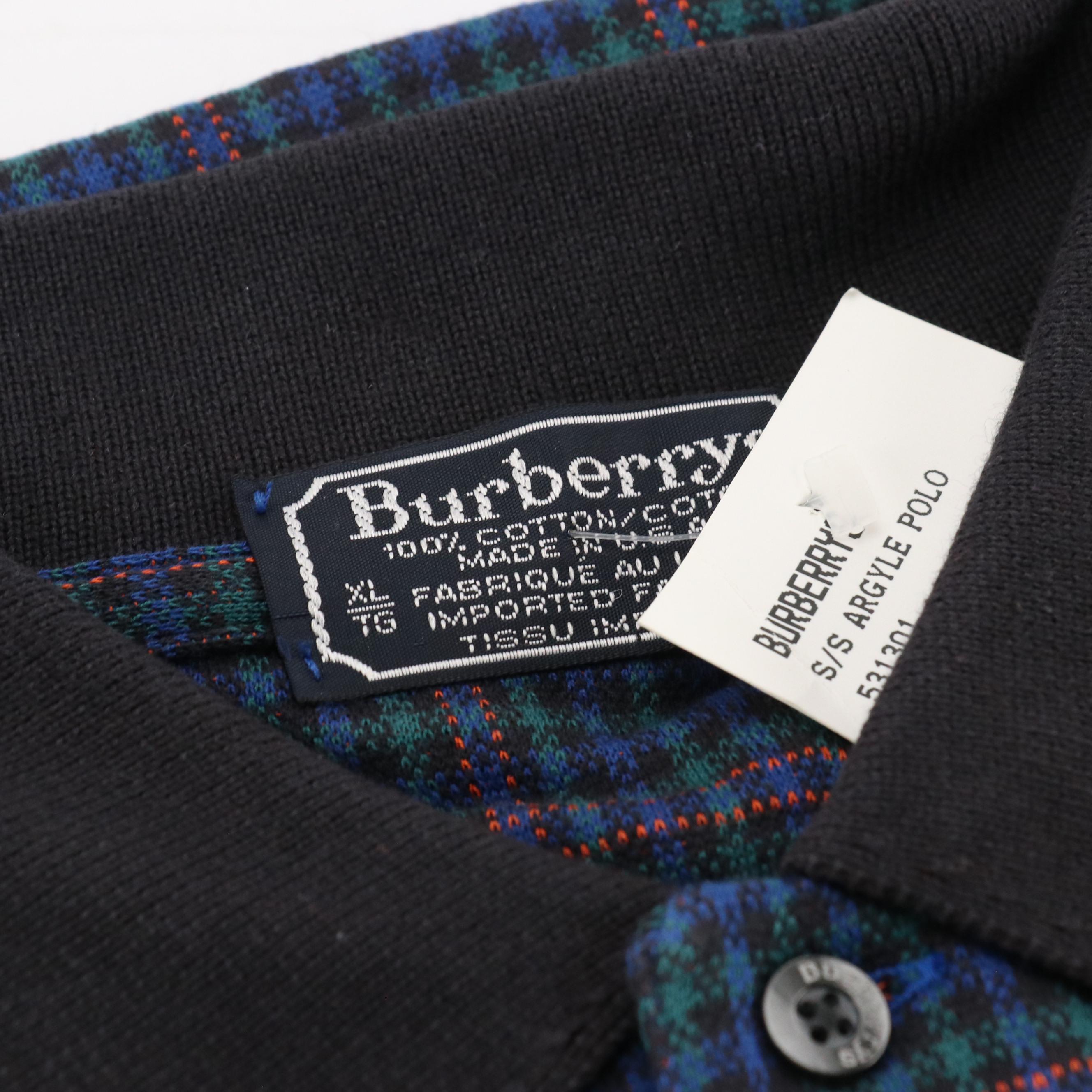 Men's Burberrys Vintage Plaid Cotton Polo Shirt, With Tags