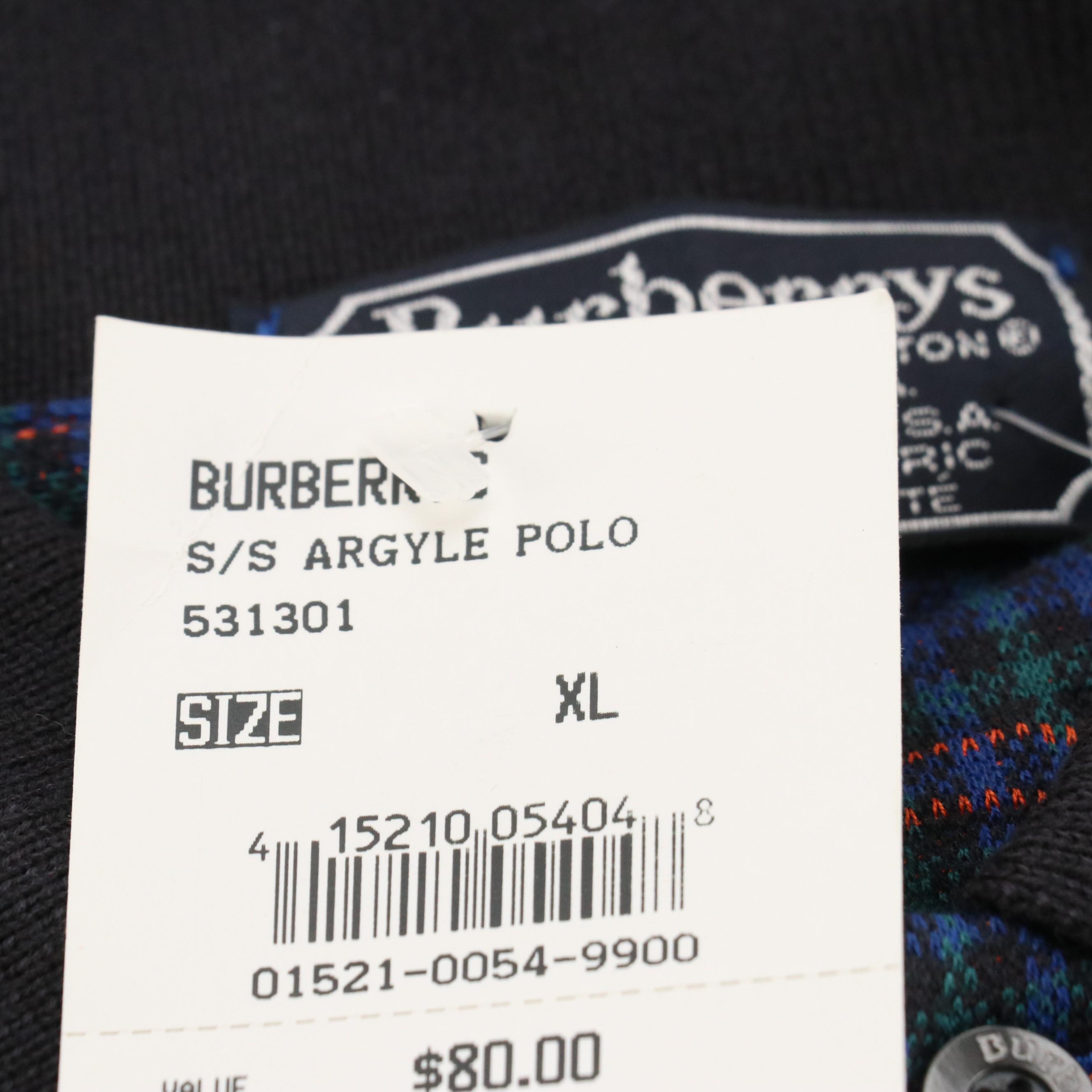 Men's Burberrys Vintage Plaid Cotton Polo Shirt, With Tags