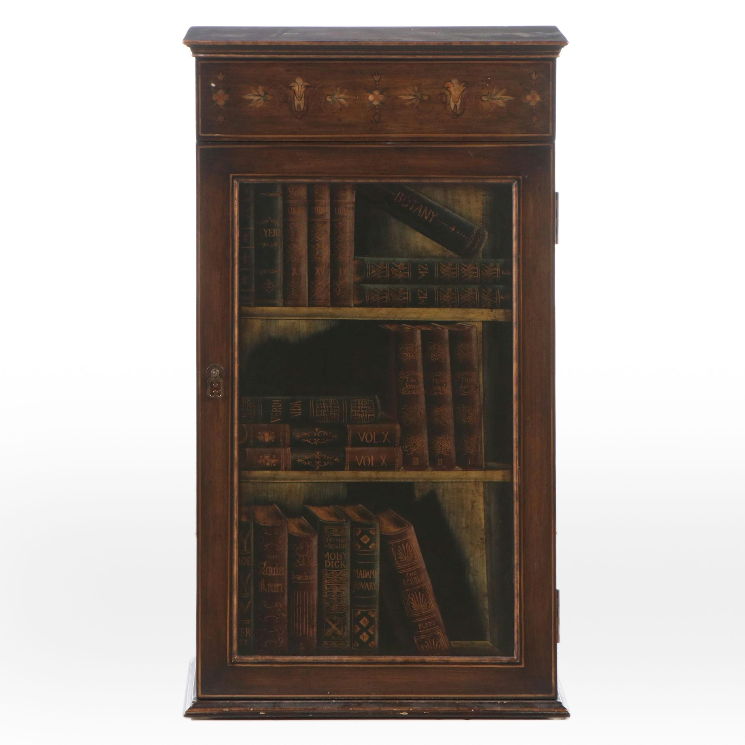 Sarreid, Ltd. Paint-Decorated Wood Trompe-l'œil Bookcase Cabinet