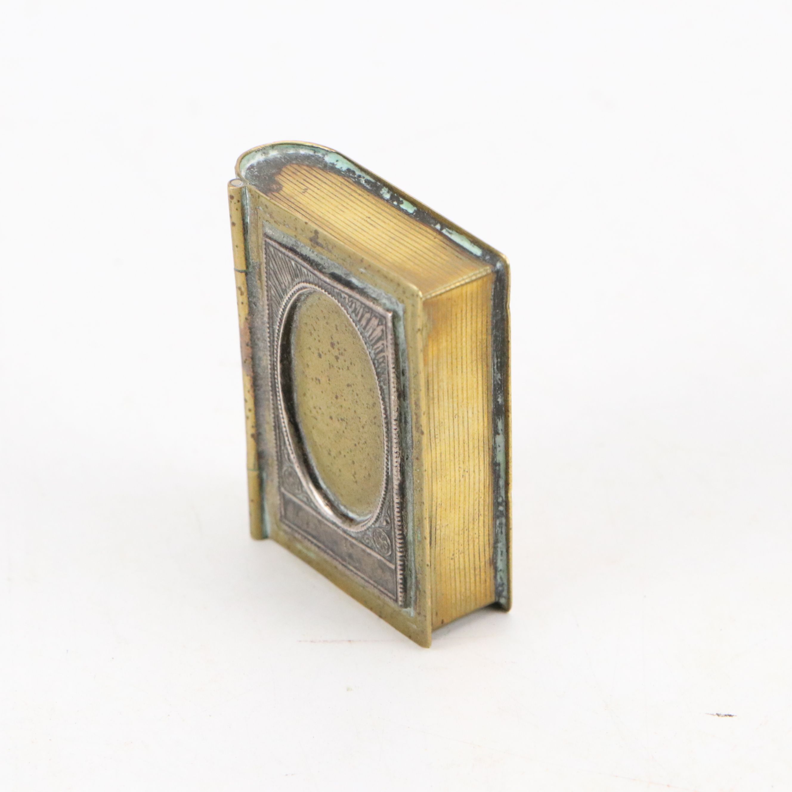 W. Walbran Brass and Copper Hinged Book Box with Other Diminutive Boxes