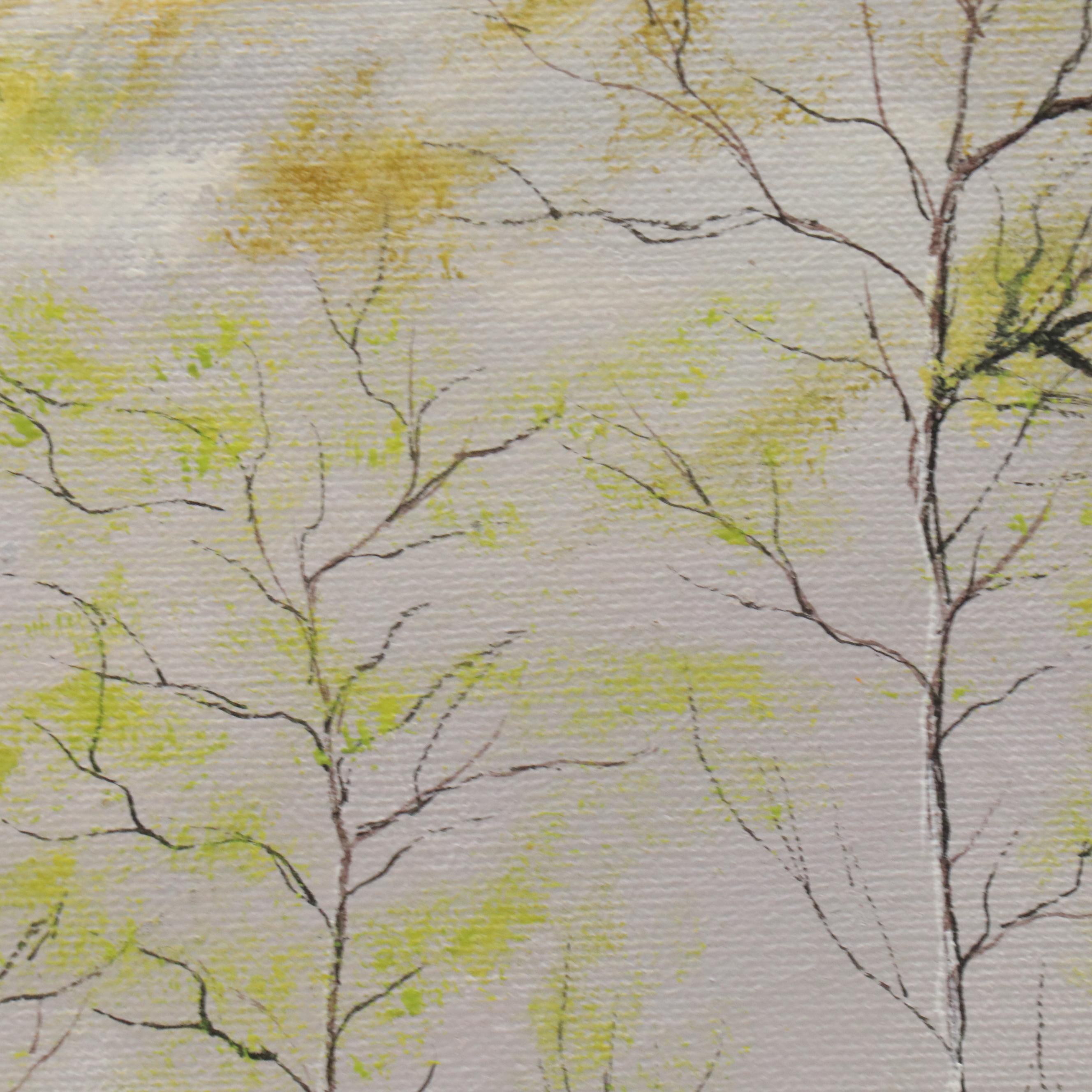 E. Azarola Landscape Oil Painting of Sparse Trees, 21st Century