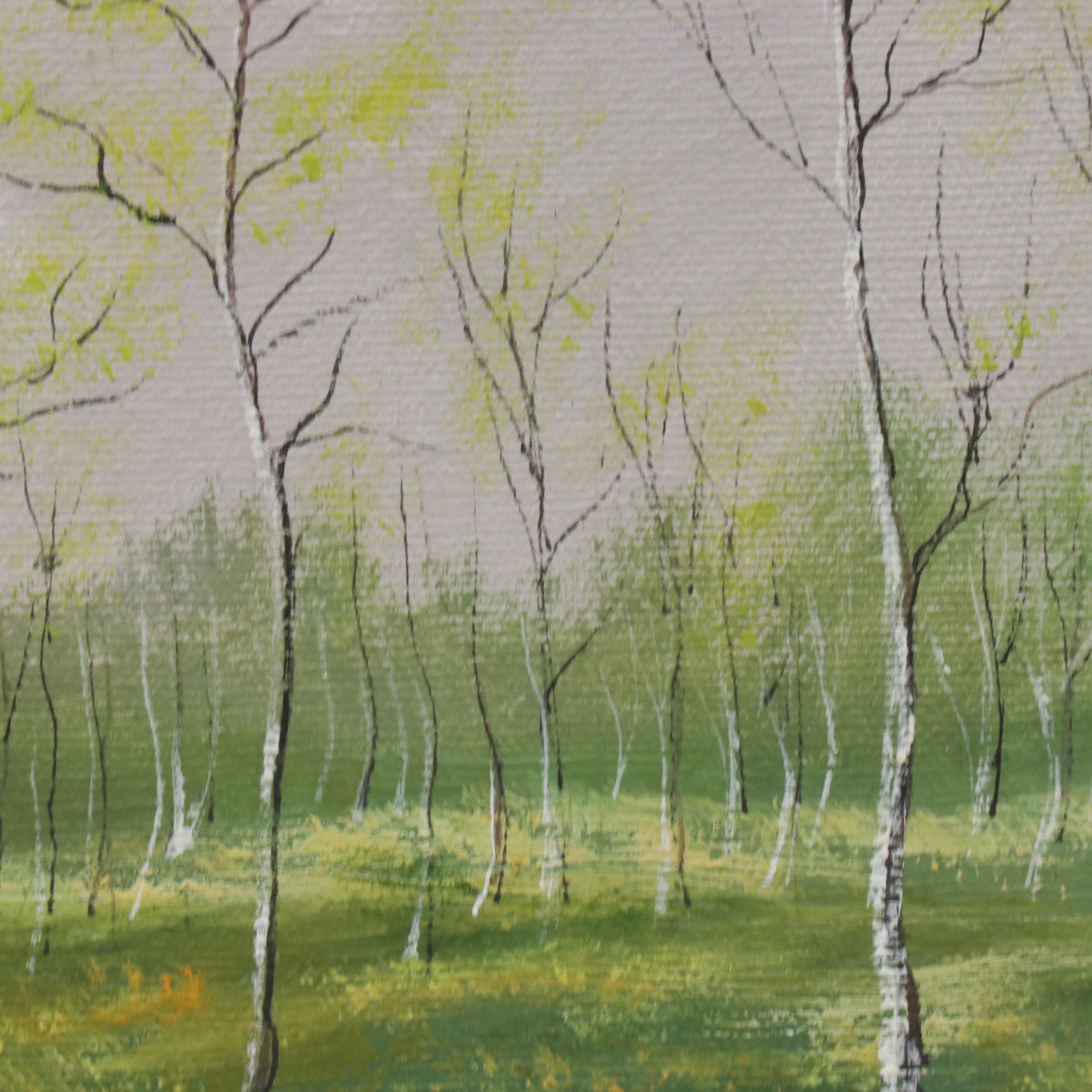 E. Azarola Landscape Oil Painting of Sparse Trees, 21st Century