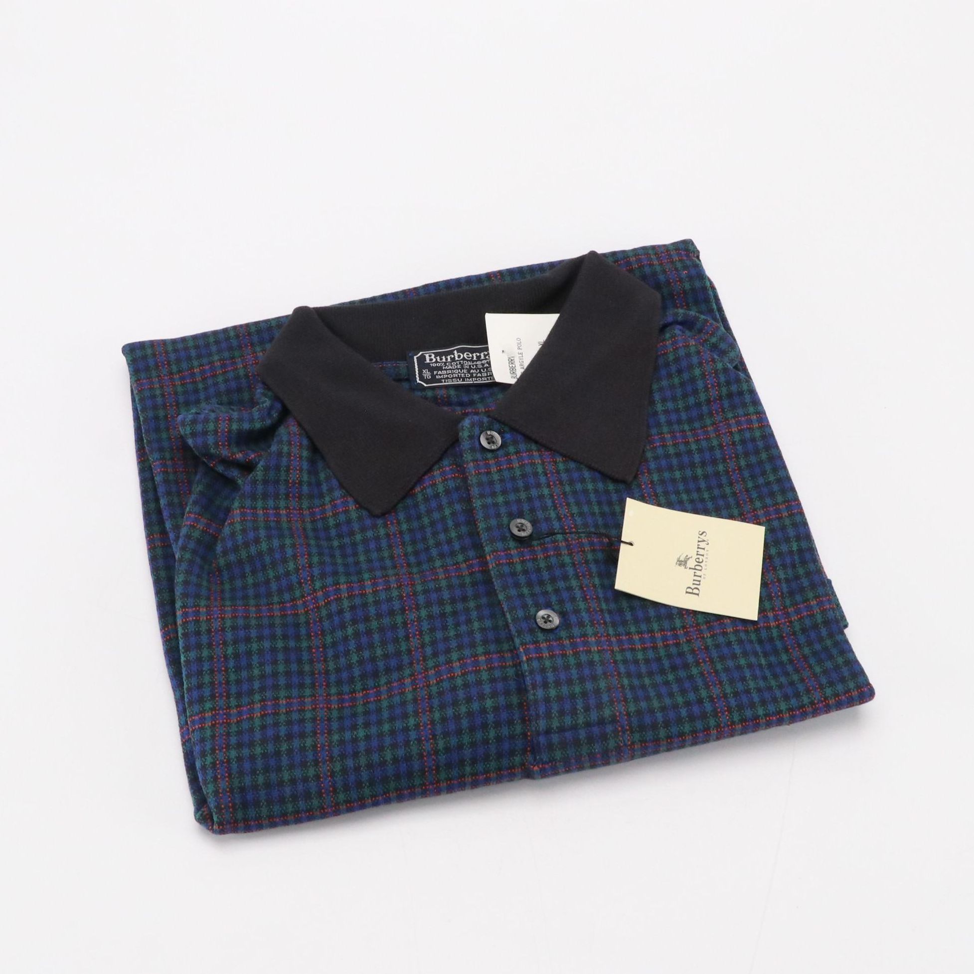 Men's Burberrys Vintage Plaid Cotton Polo Shirt, With Tags