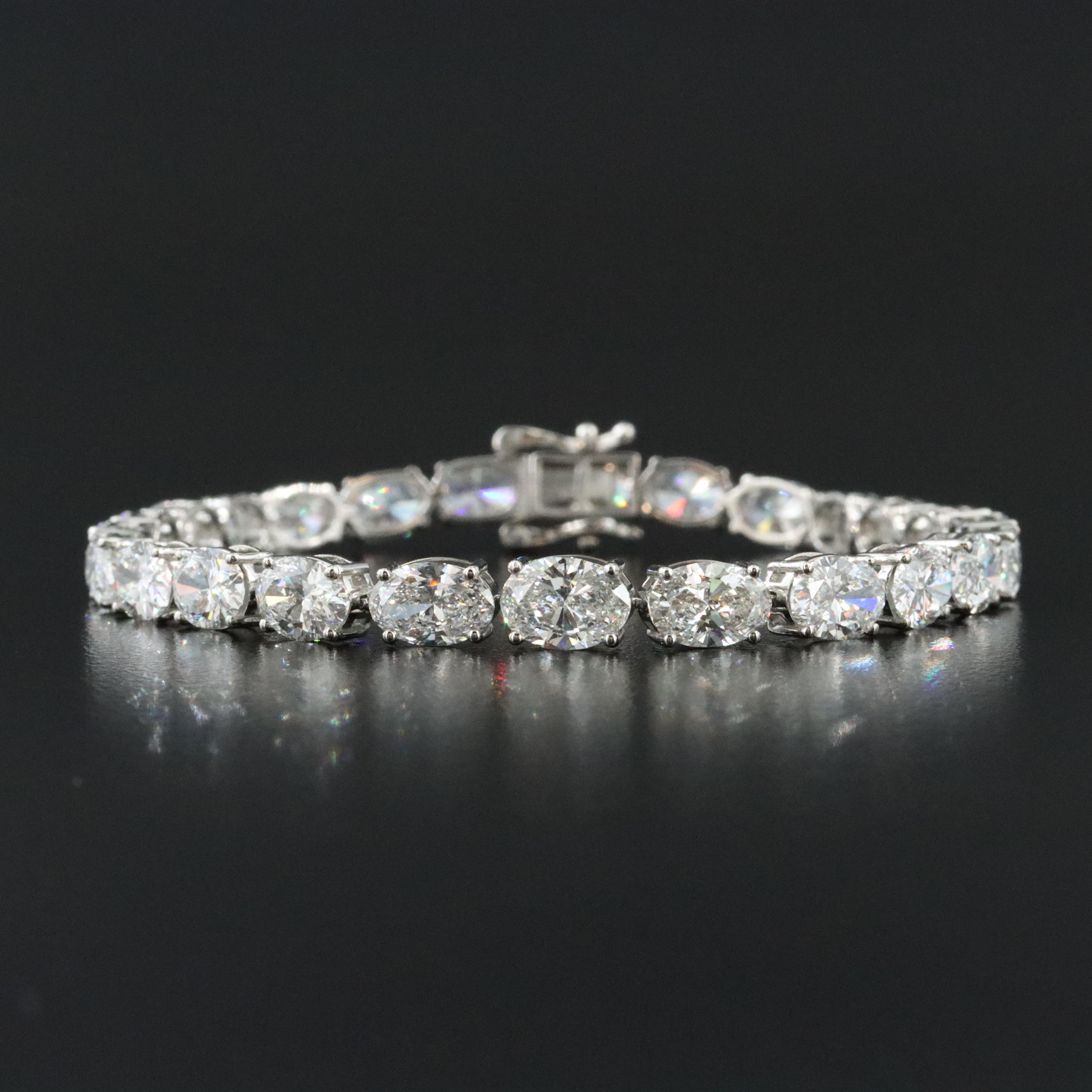 Platinum 15.13 CTW Lab Grown Diamond Graduated Bracelet
