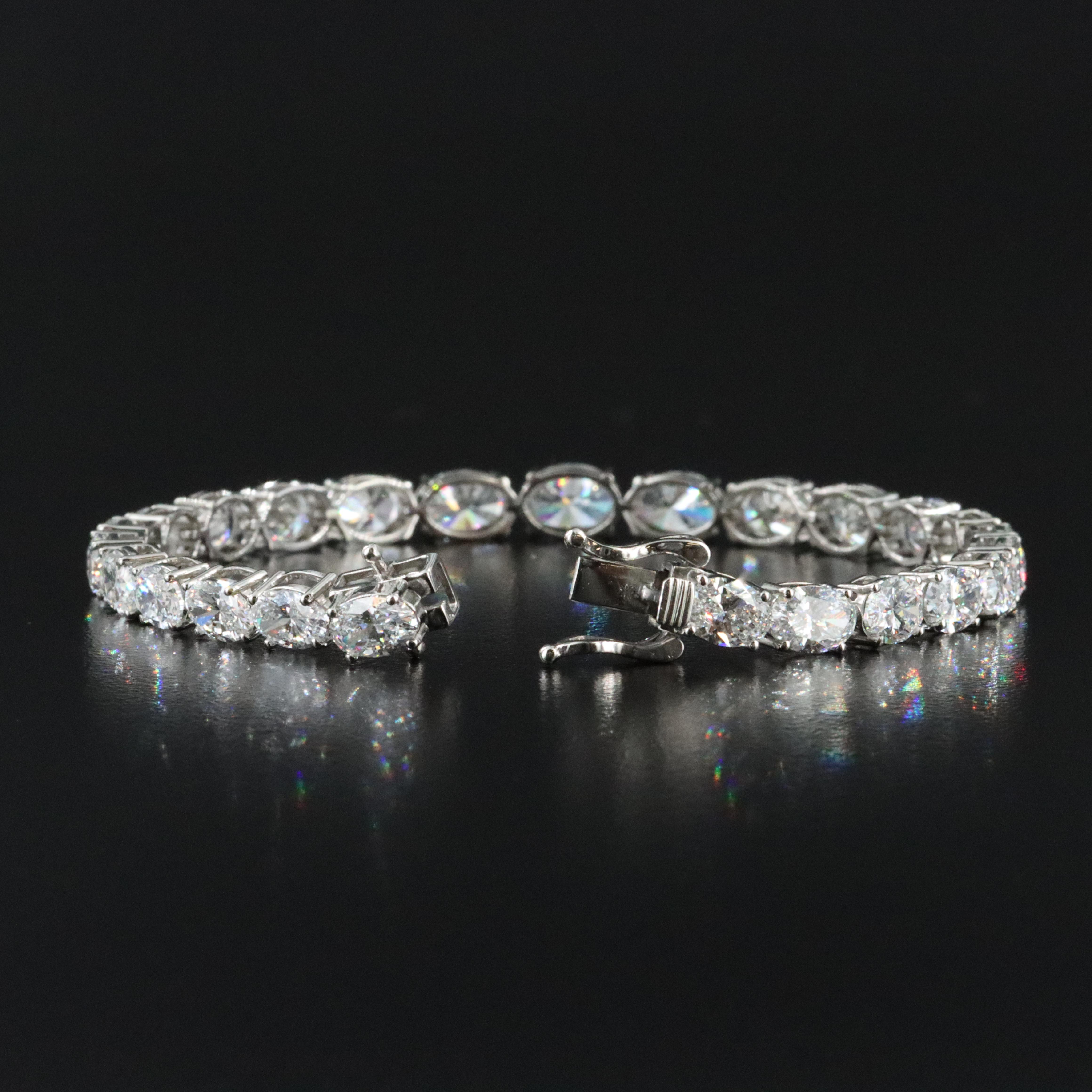 Platinum 15.13 CTW Lab Grown Diamond Graduated Bracelet