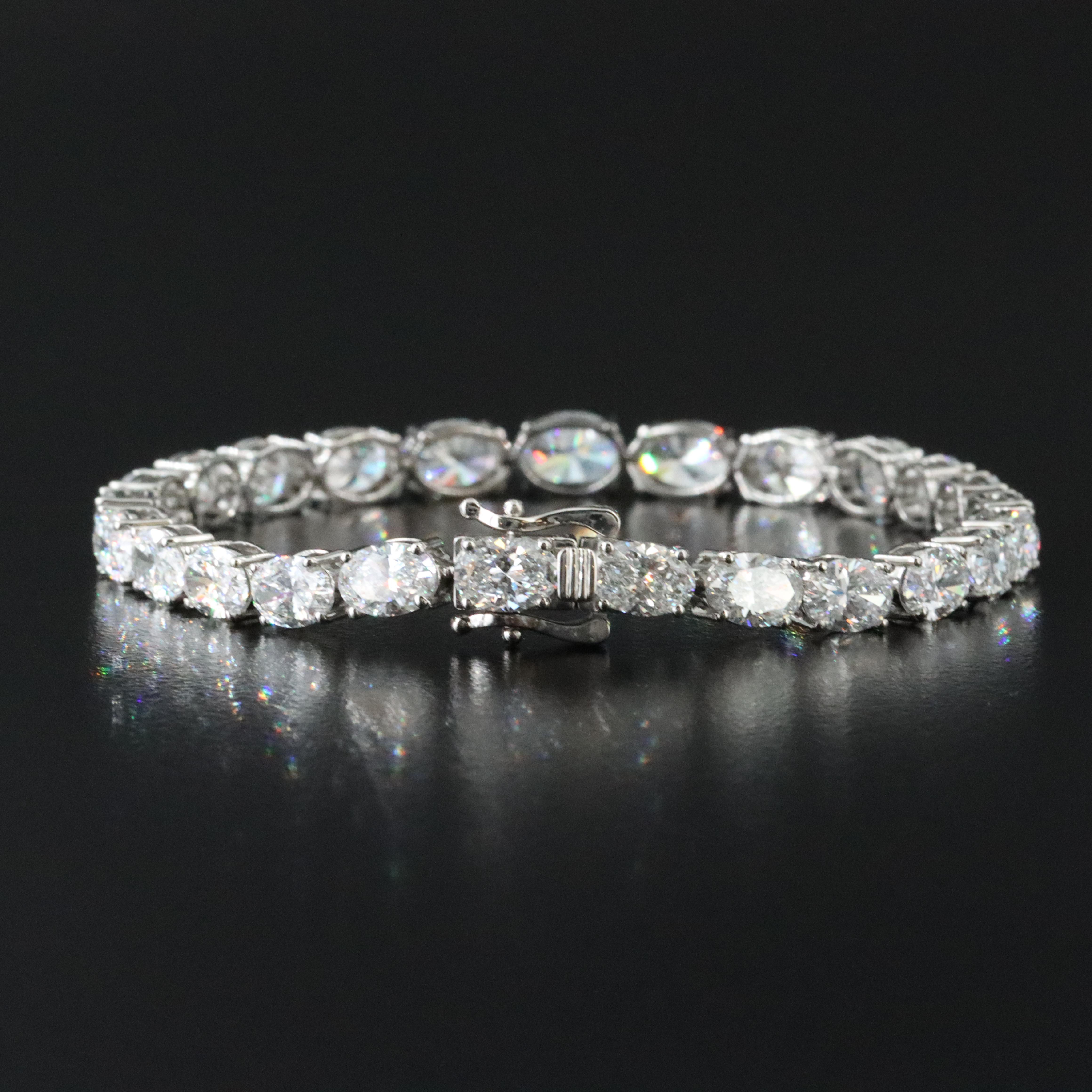 Platinum 15.13 CTW Lab Grown Diamond Graduated Bracelet