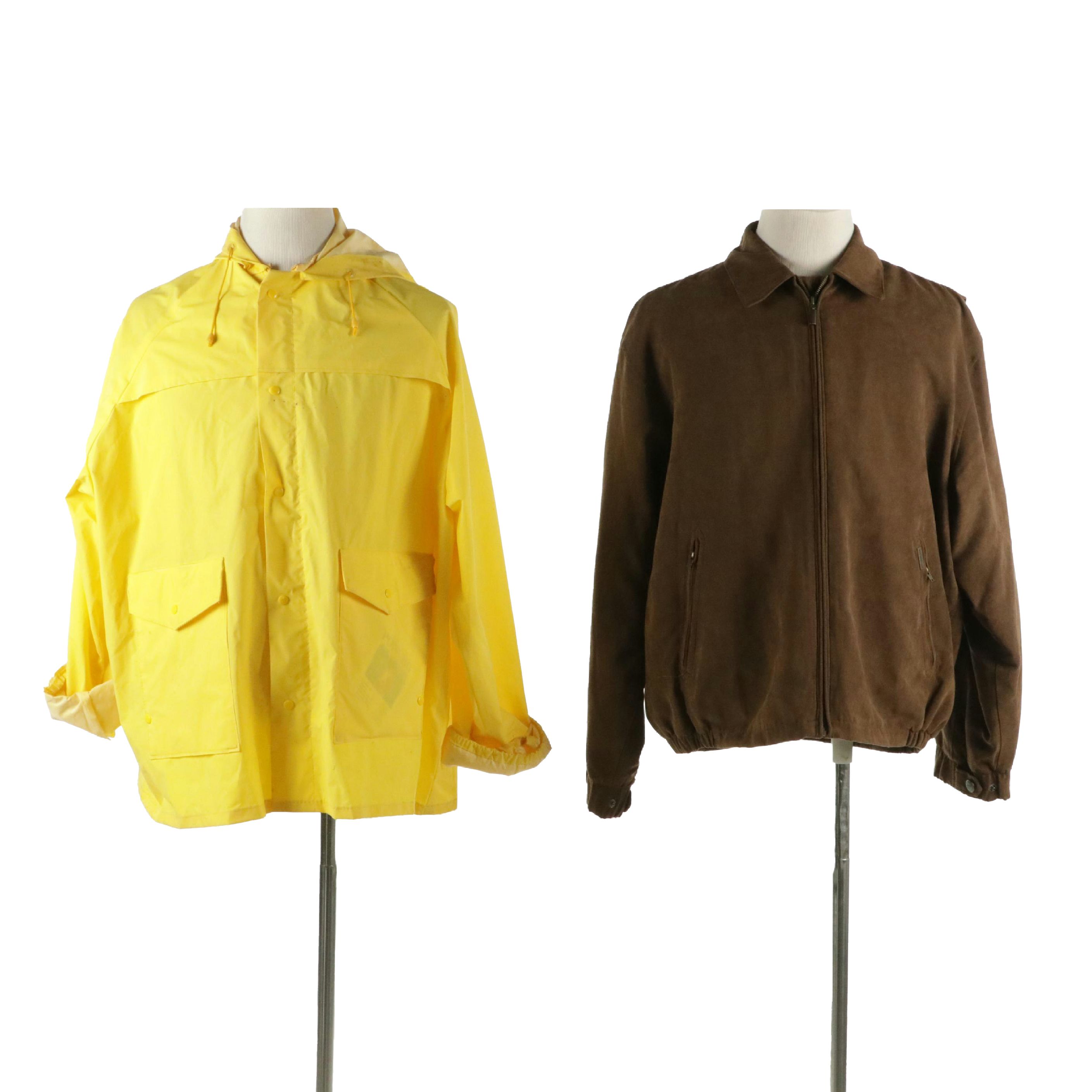 Men's Weatherproof Garment Co. Brown Microfiber Jacket and Yellow Rain Jacket
