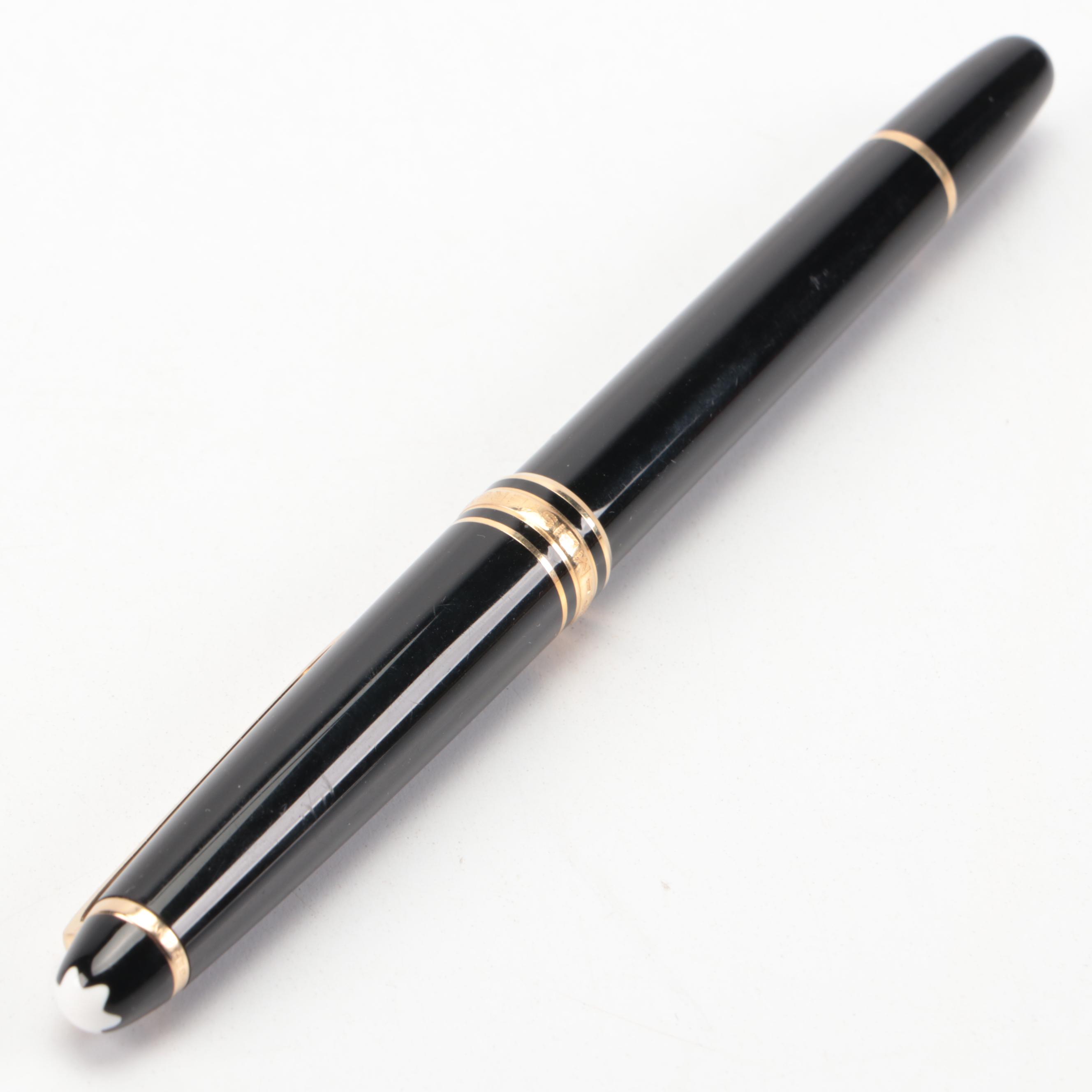 Montblanc Meisterstück Black and Gold Finish Ballpoint Pen with Sleeve