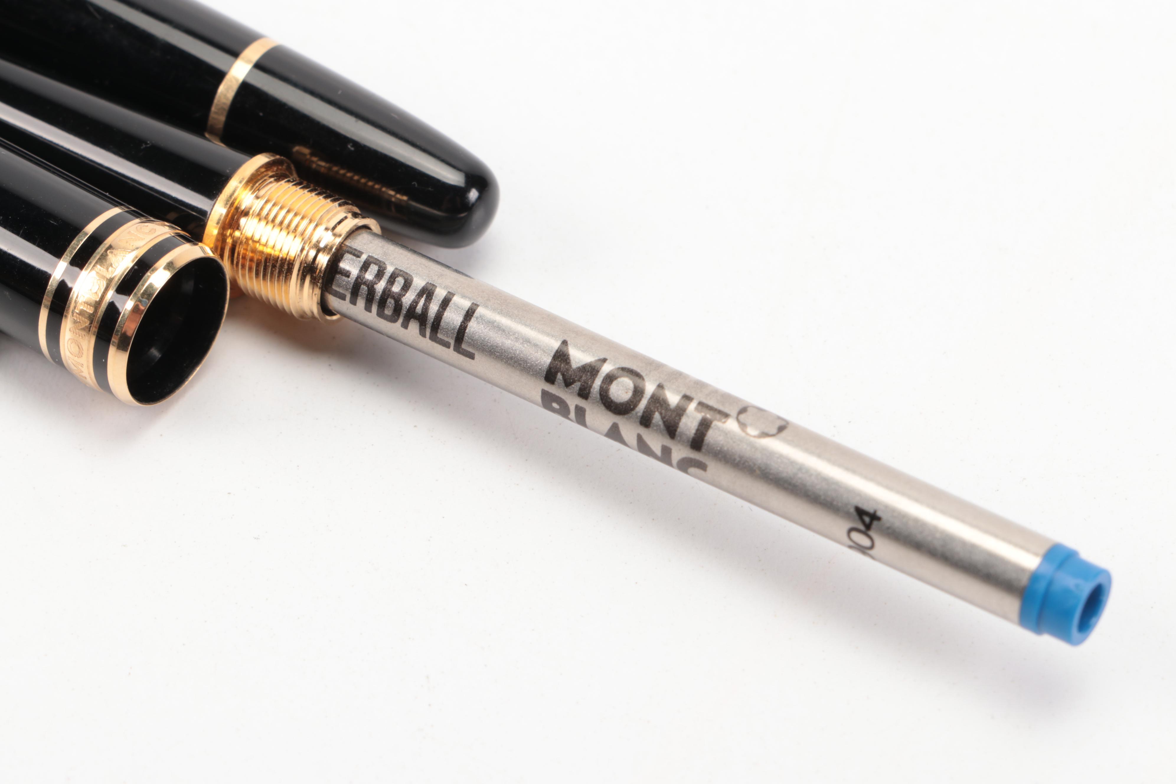 Montblanc Meisterstück Black and Gold Finish Ballpoint Pen with Sleeve