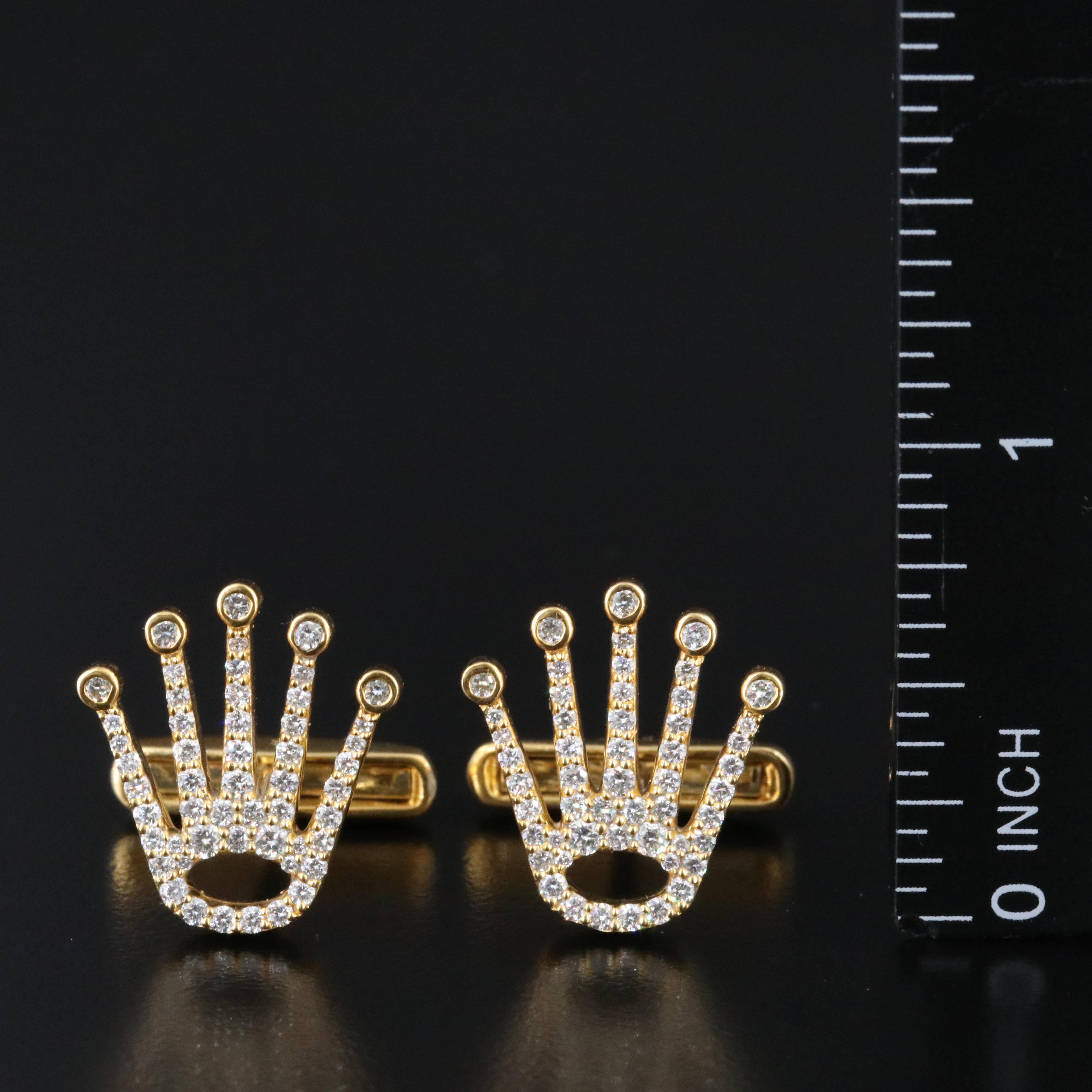 10K 1.20 CTW Diamond Crown Cufflinks
