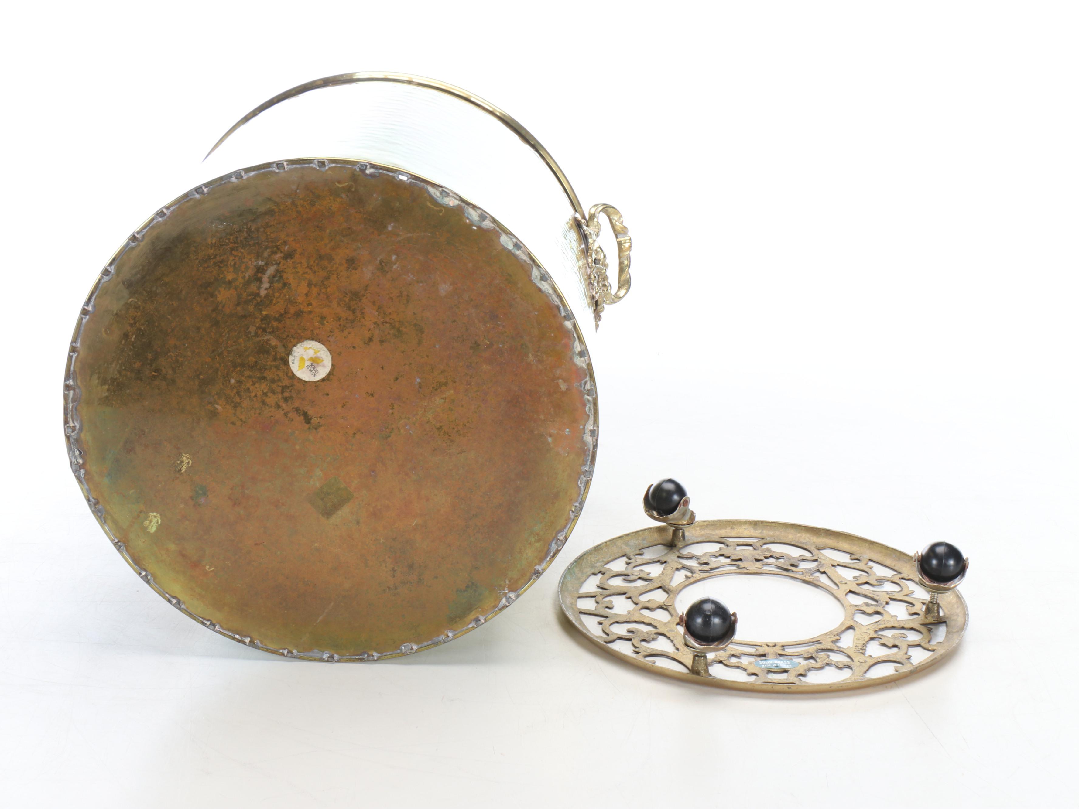 Solid Brass Handled Planter with Wheeled Base