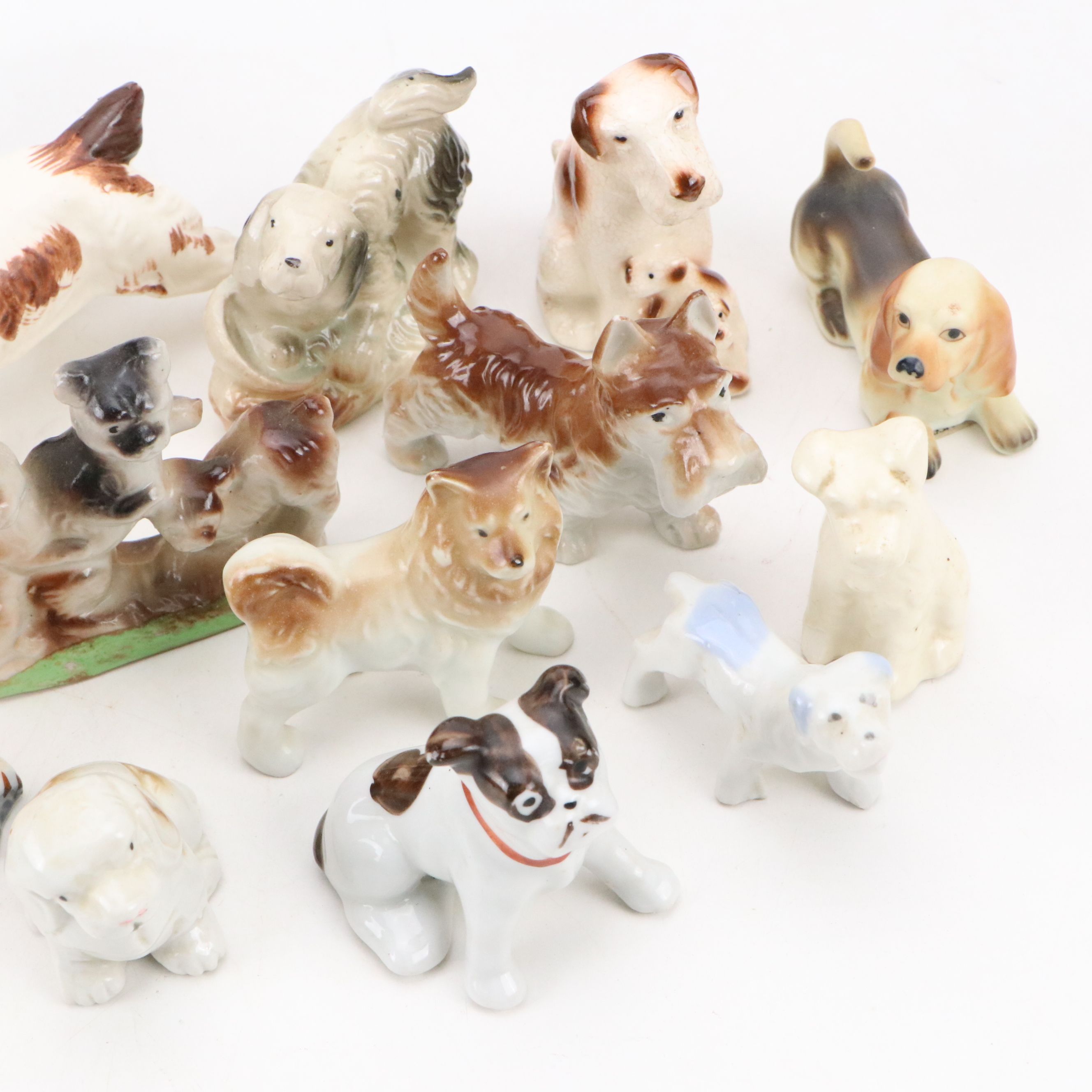 Lefton with Other Porcelain Dogs, Mid to Late 20th Century