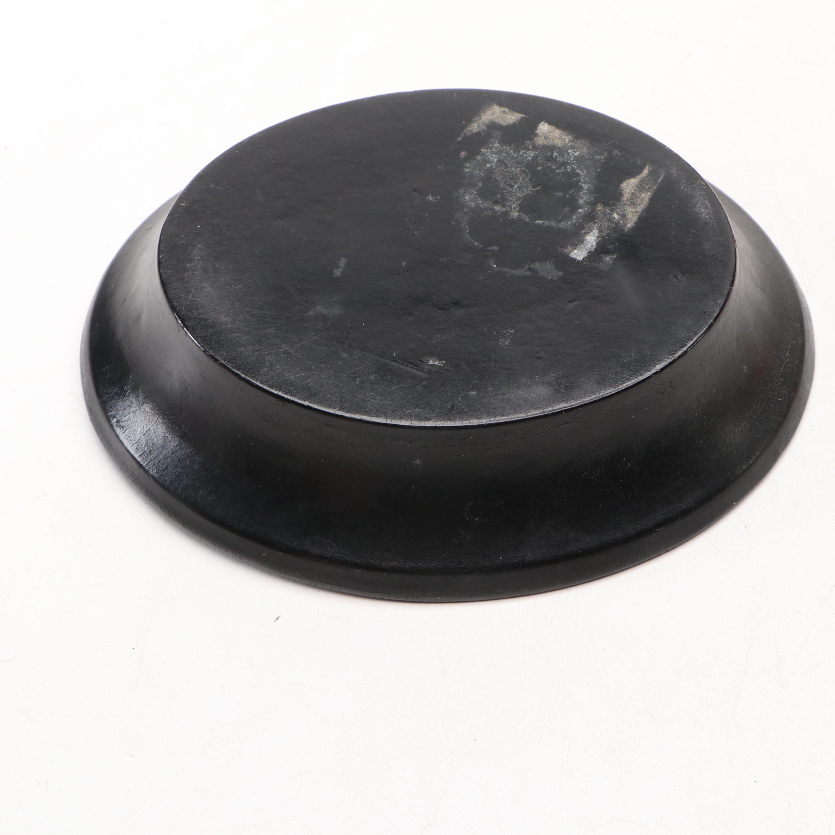 English Cylindrical Brass Coin Bank with Tole Painted Bowl