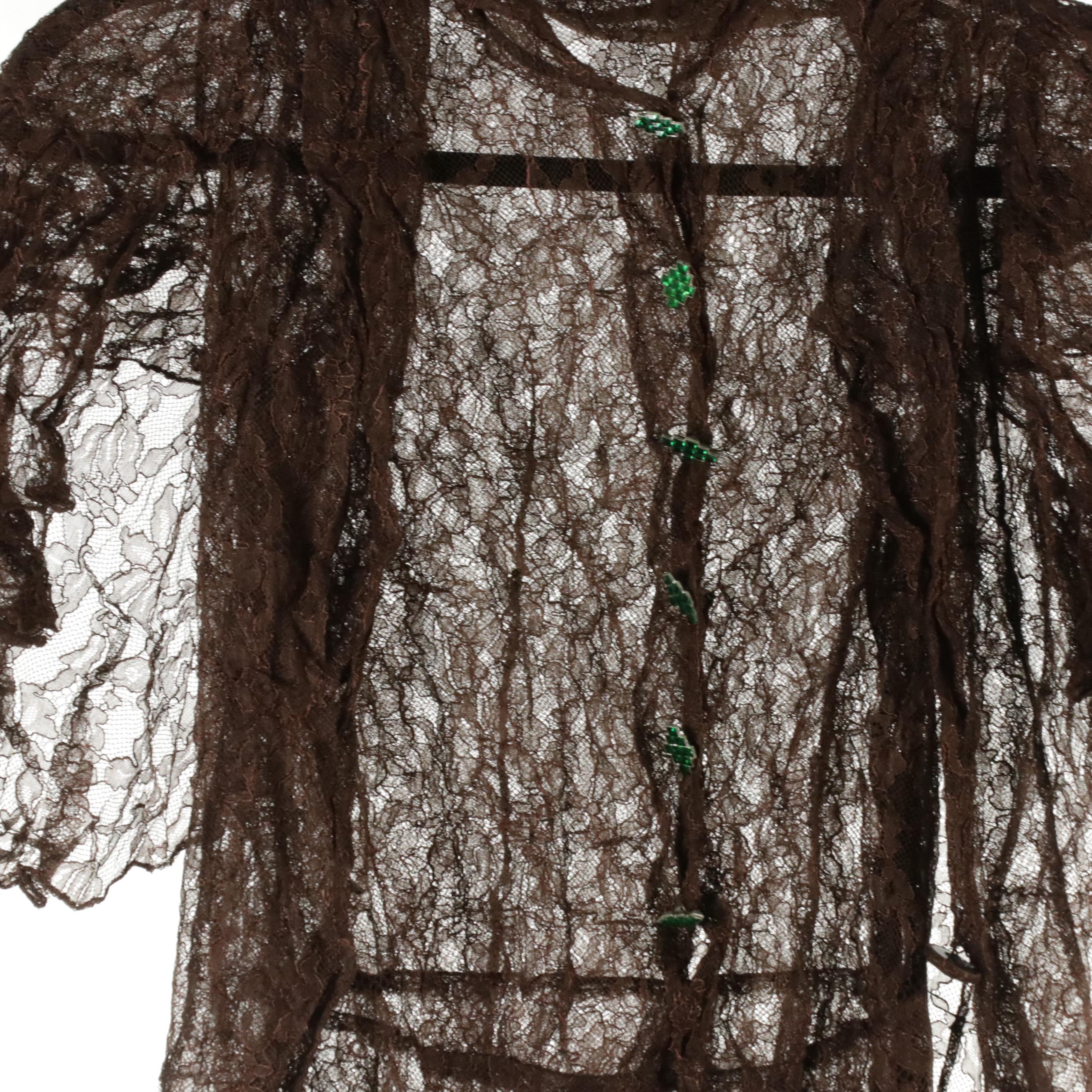 Sheer Lace Dress Set with Silk/Satin Lace Trim Slip Dresses, circa 1930