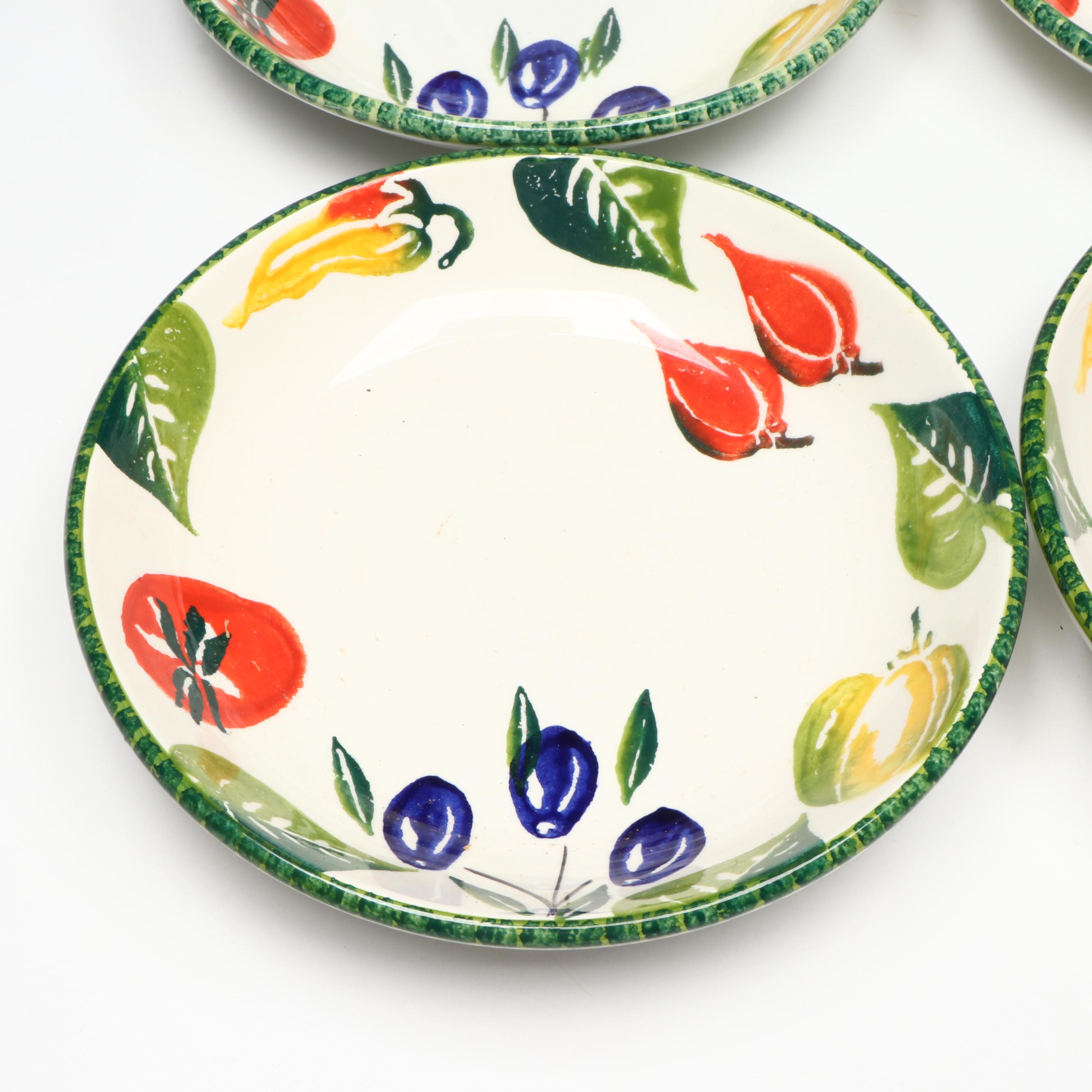 ARM Ceramica Italian Hand-Painted Pasta Serving and Individual Bowls