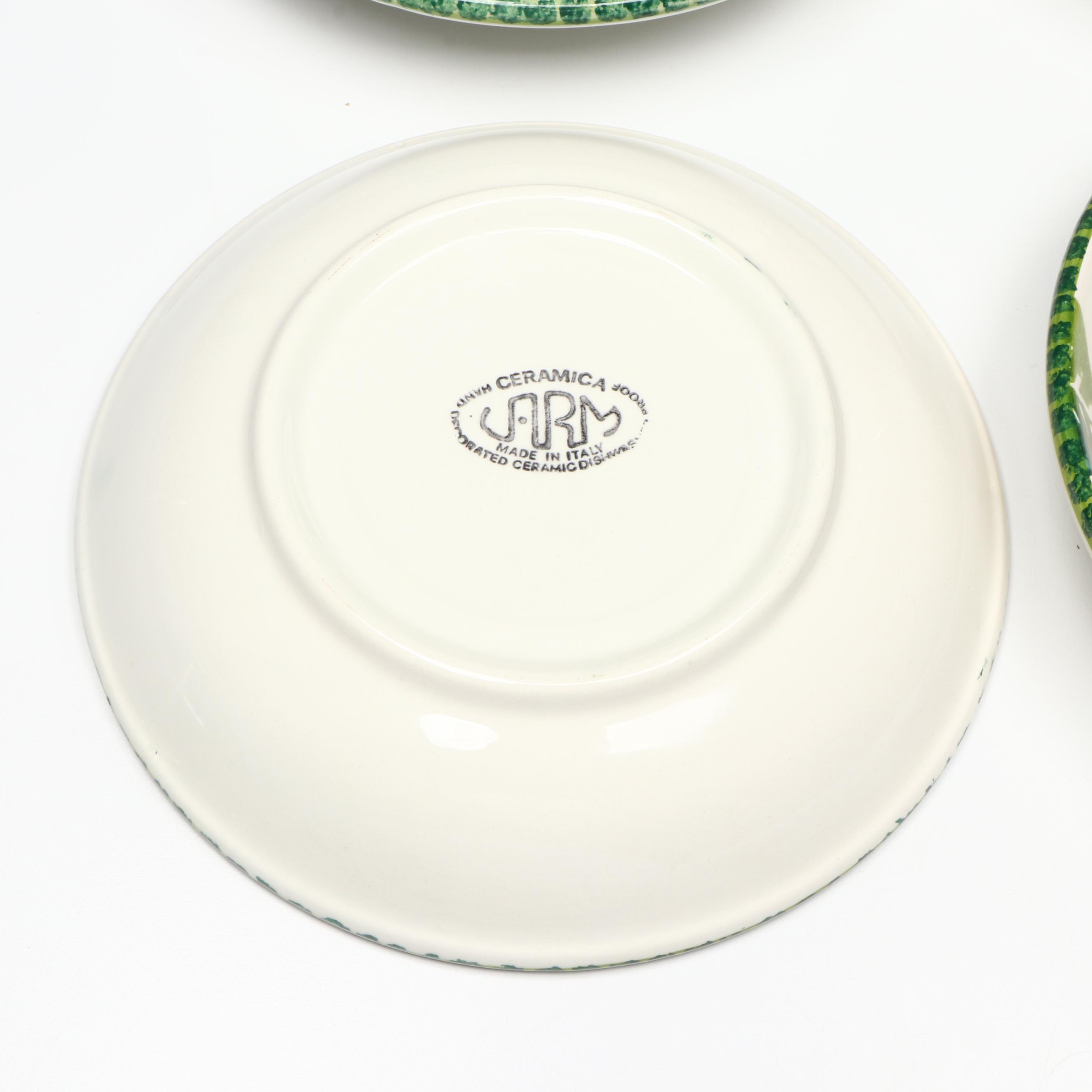 ARM Ceramica Italian Hand-Painted Pasta Serving and Individual Bowls