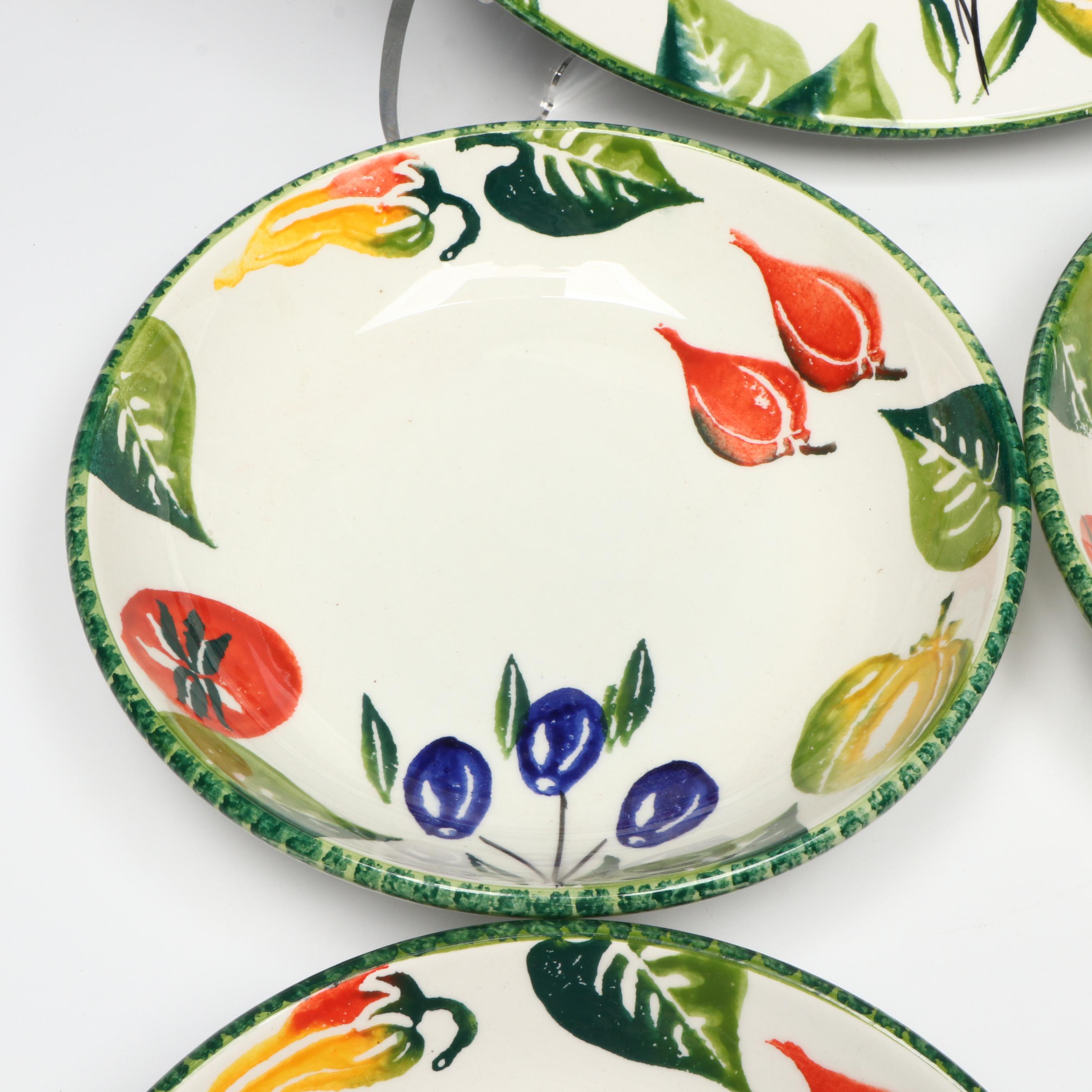 ARM Ceramica Italian Hand-Painted Pasta Serving and Individual Bowls