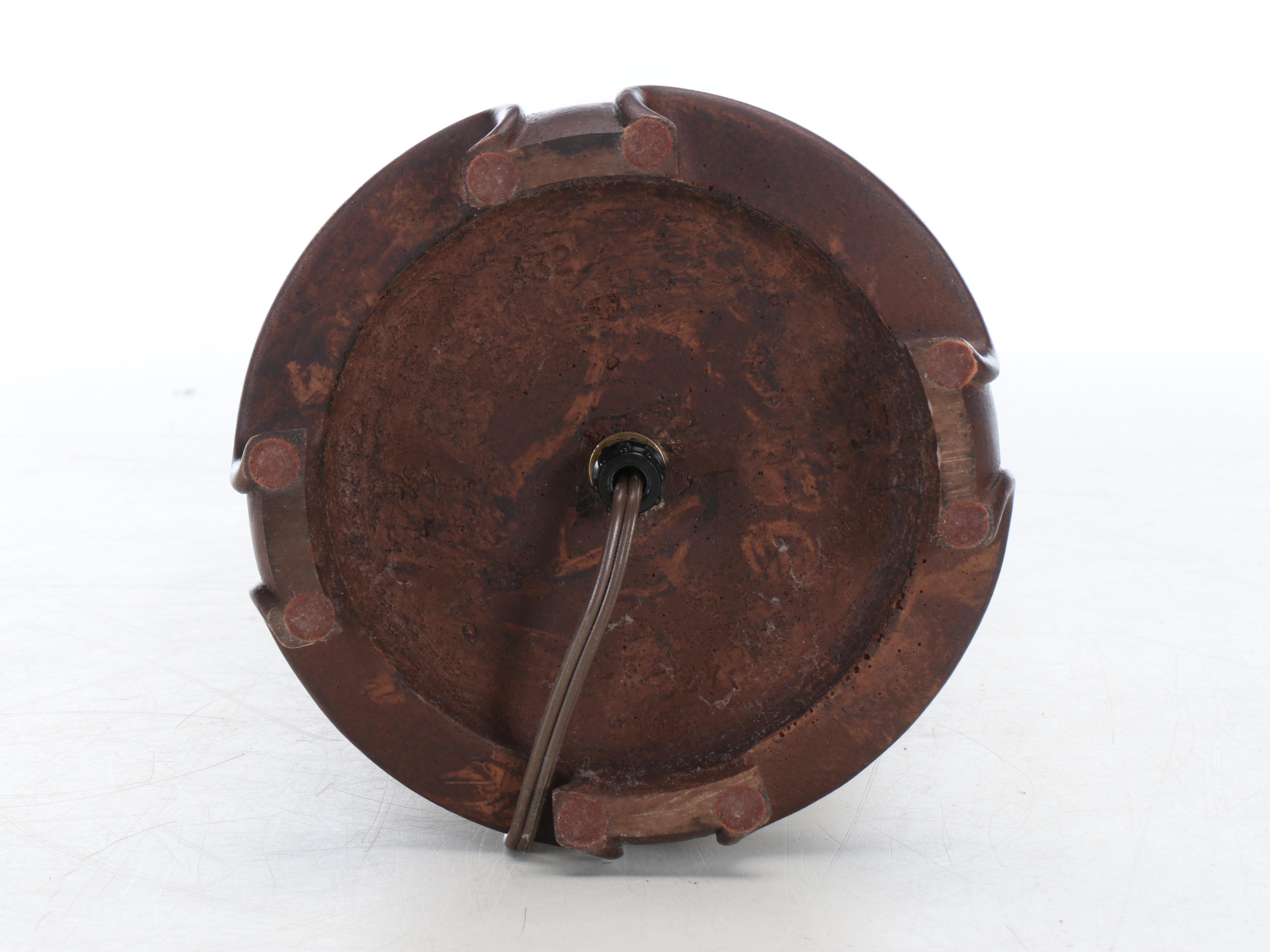 Cream Ceramic Canister Style Table Lamp with Custom Beaded Shade