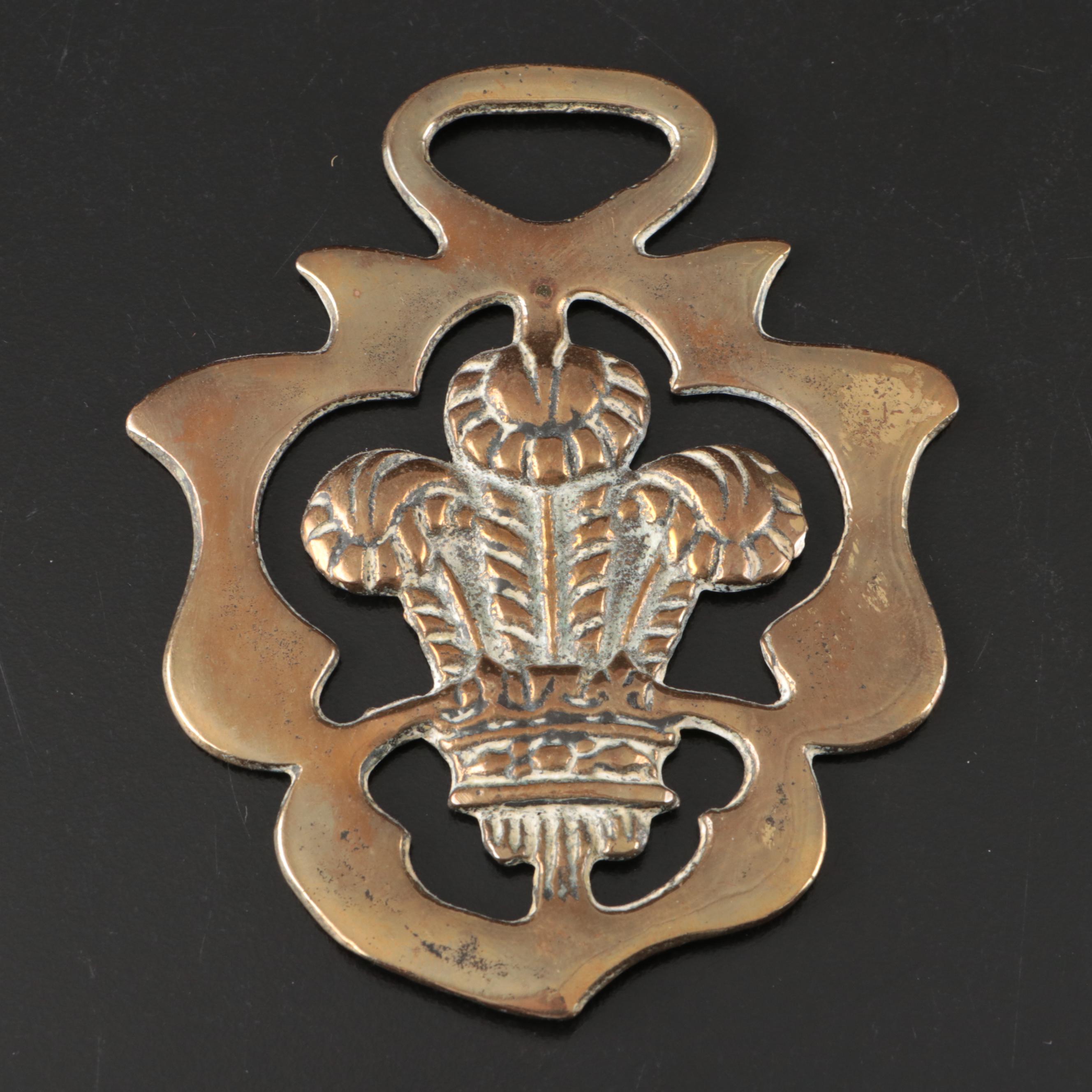 English Style Thistle and Ostrich Plume Harness Brasses