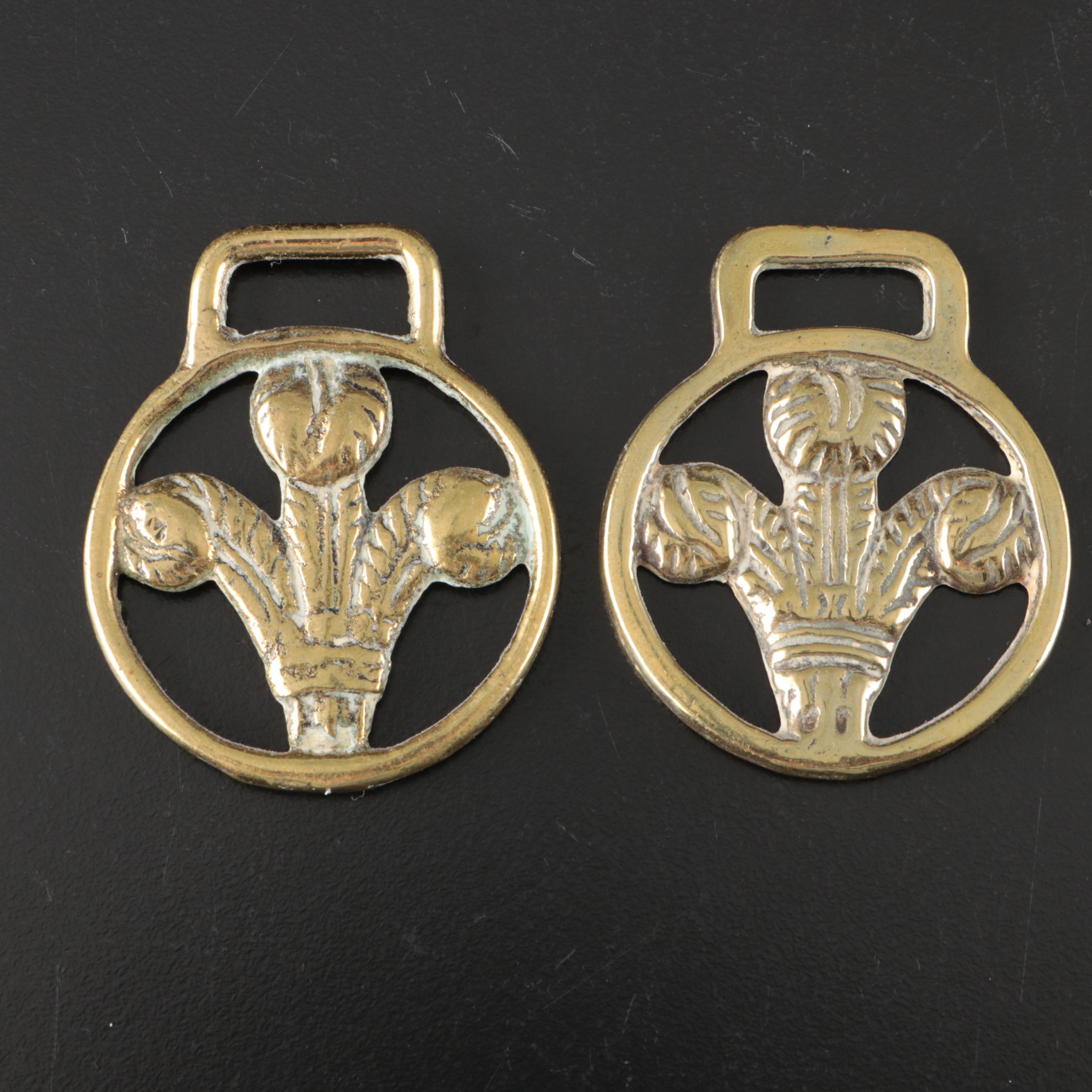 English Style Thistle and Ostrich Plume Harness Brasses