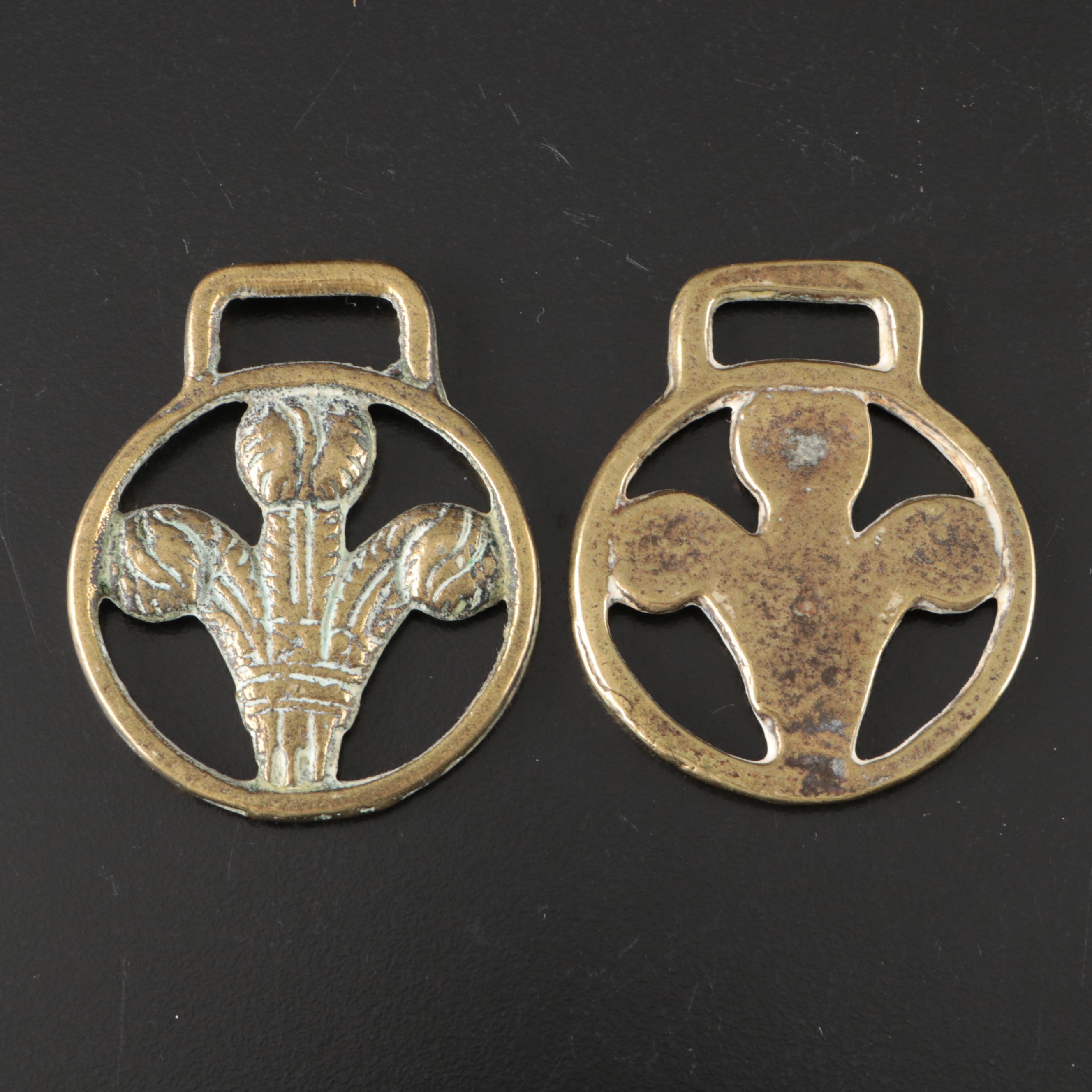 English Style Thistle and Ostrich Plume Harness Brasses