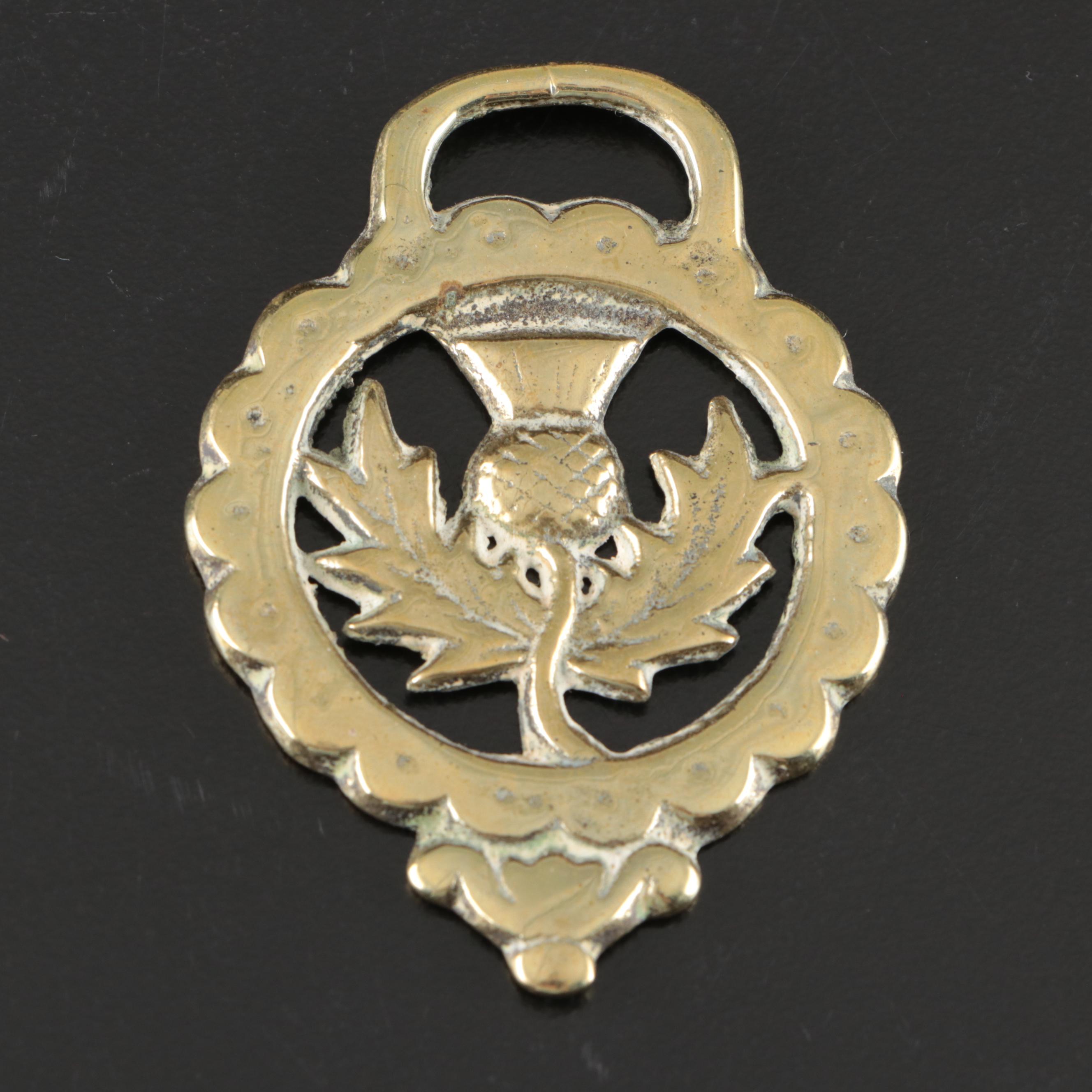 English Style Thistle and Ostrich Plume Harness Brasses