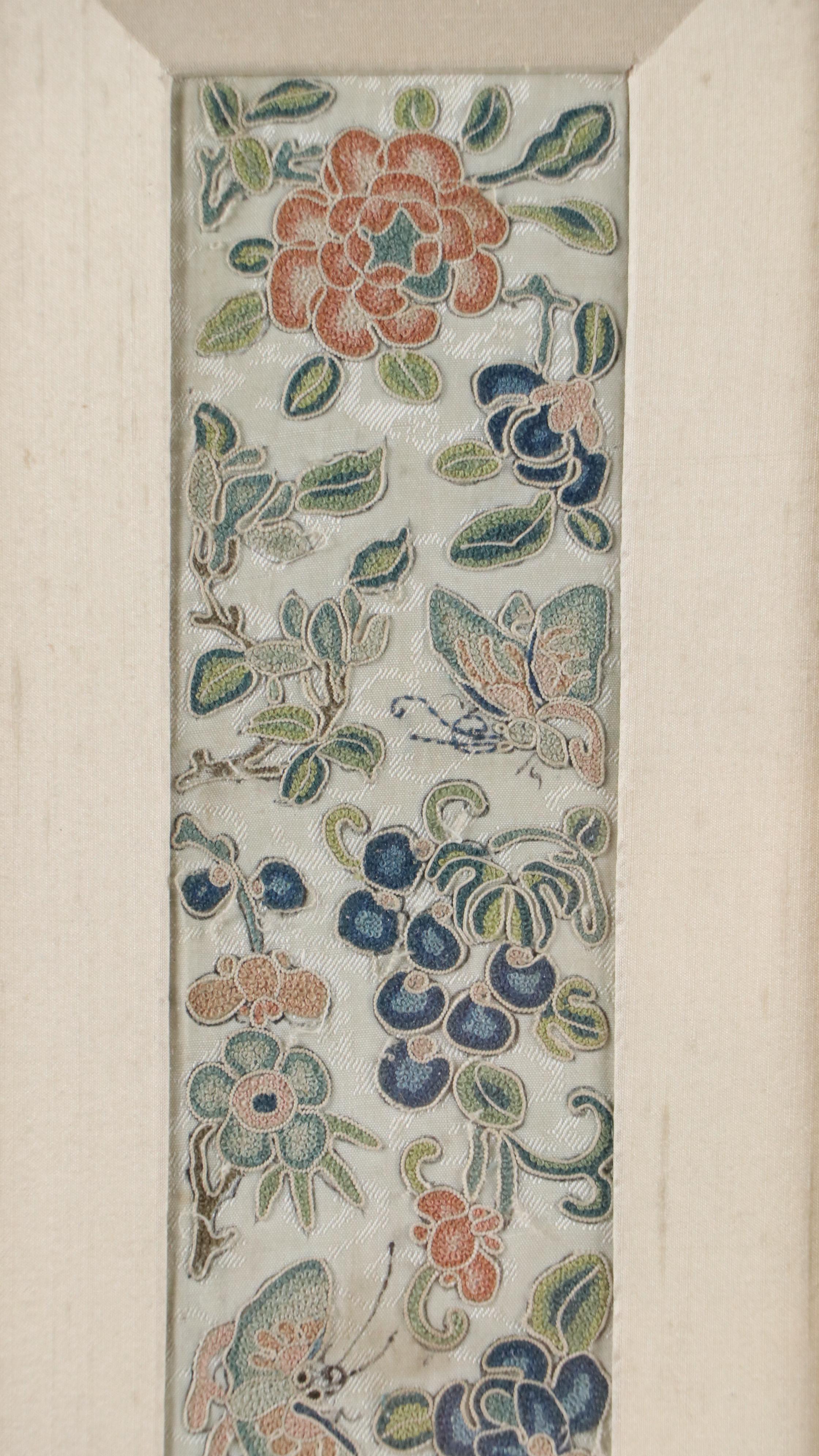 Handmade Butterfly and Peony Floral Embroidery Wall Hanging