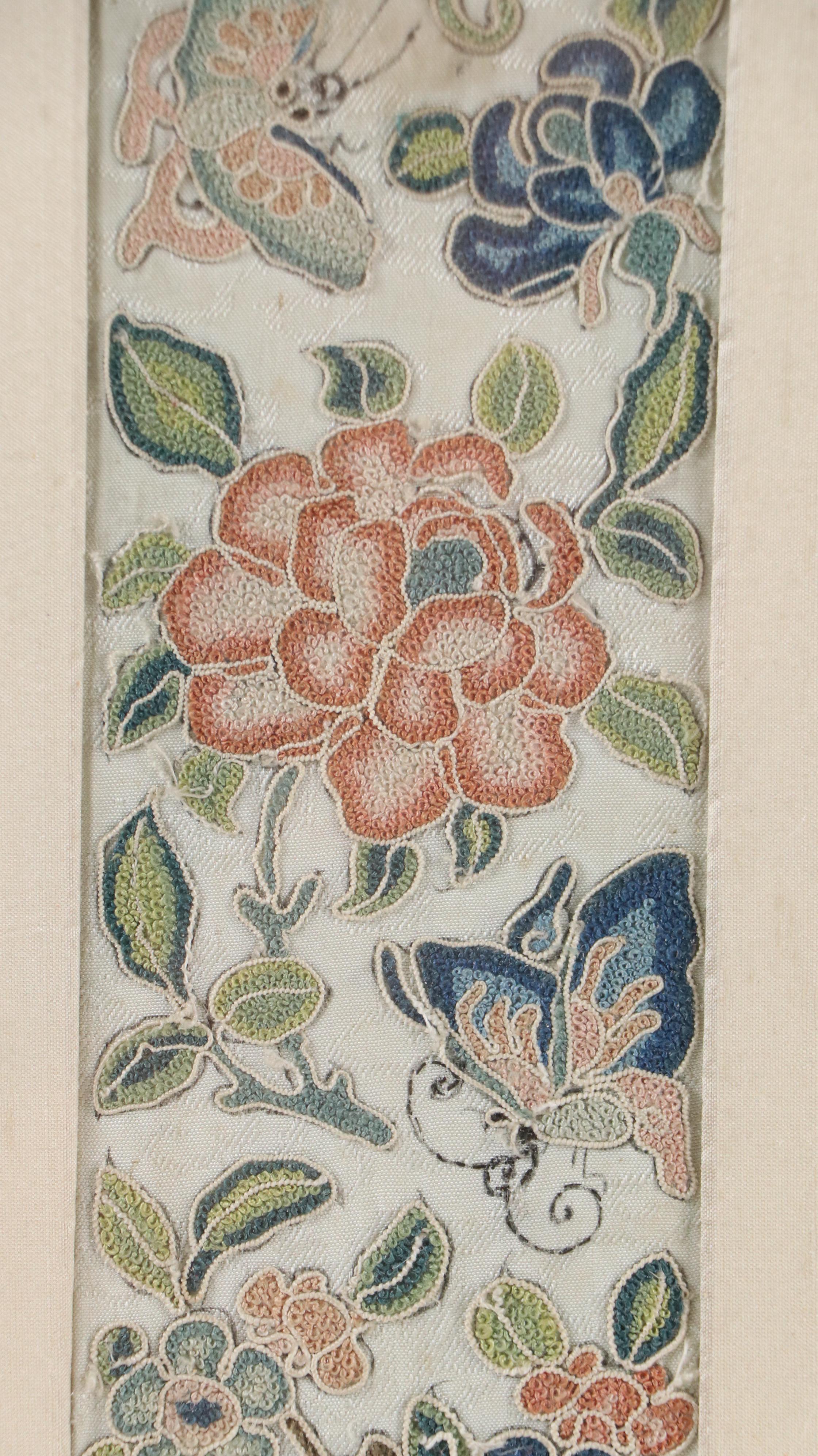 Handmade Butterfly and Peony Floral Embroidery Wall Hanging