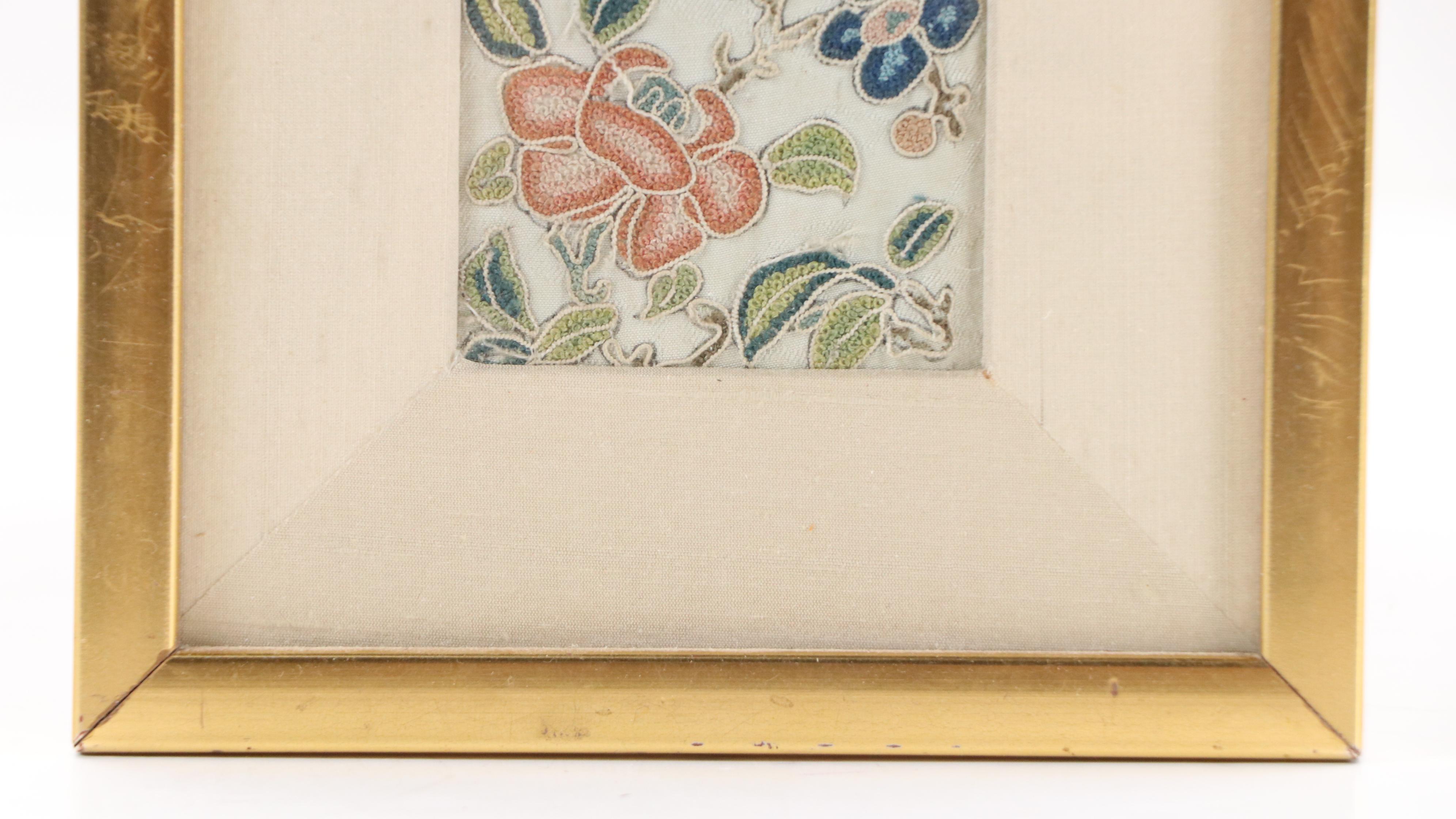 Handmade Butterfly and Peony Floral Embroidery Wall Hanging