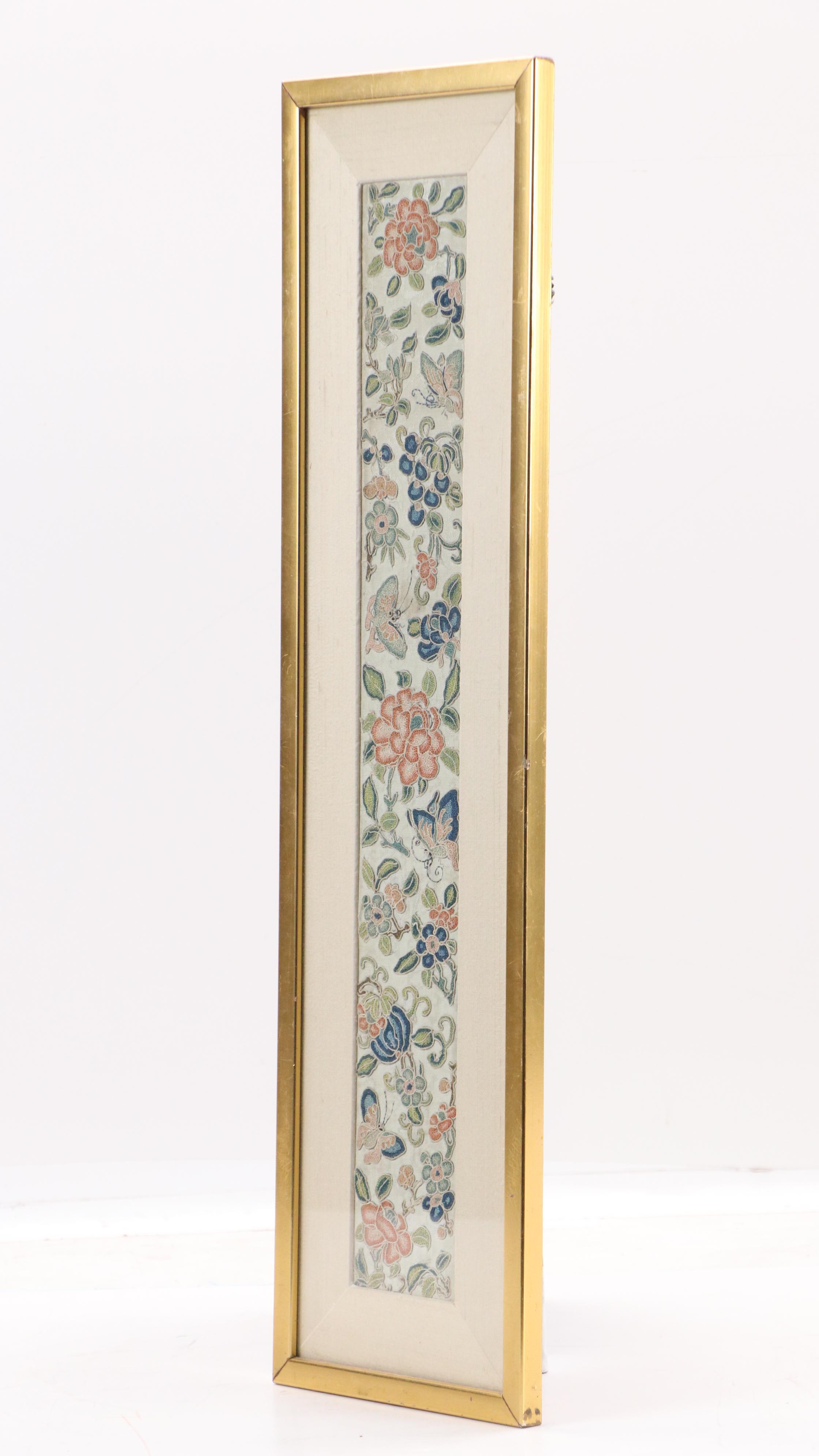 Handmade Butterfly and Peony Floral Embroidery Wall Hanging