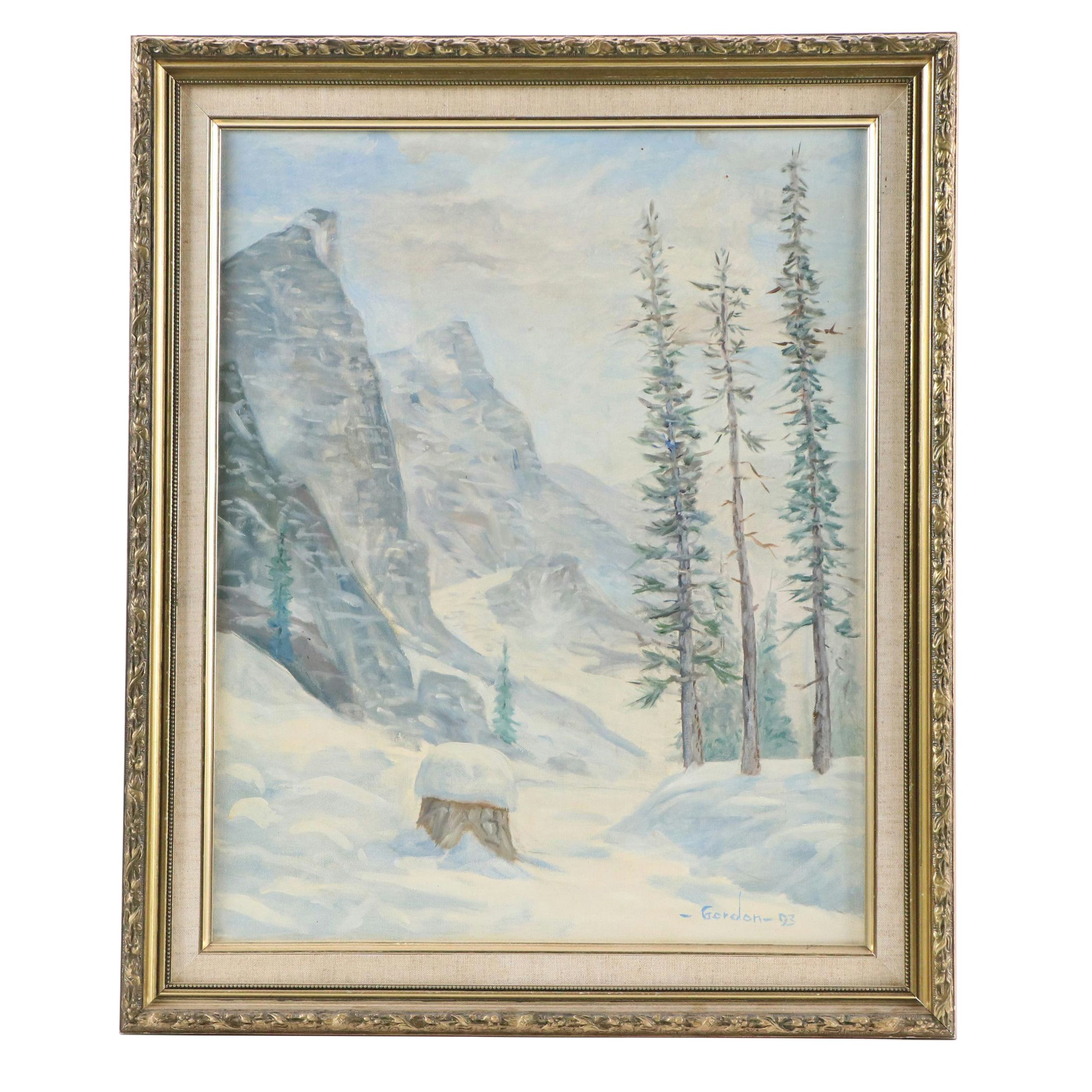 Mountainous Landscape Oil Painting, 1993