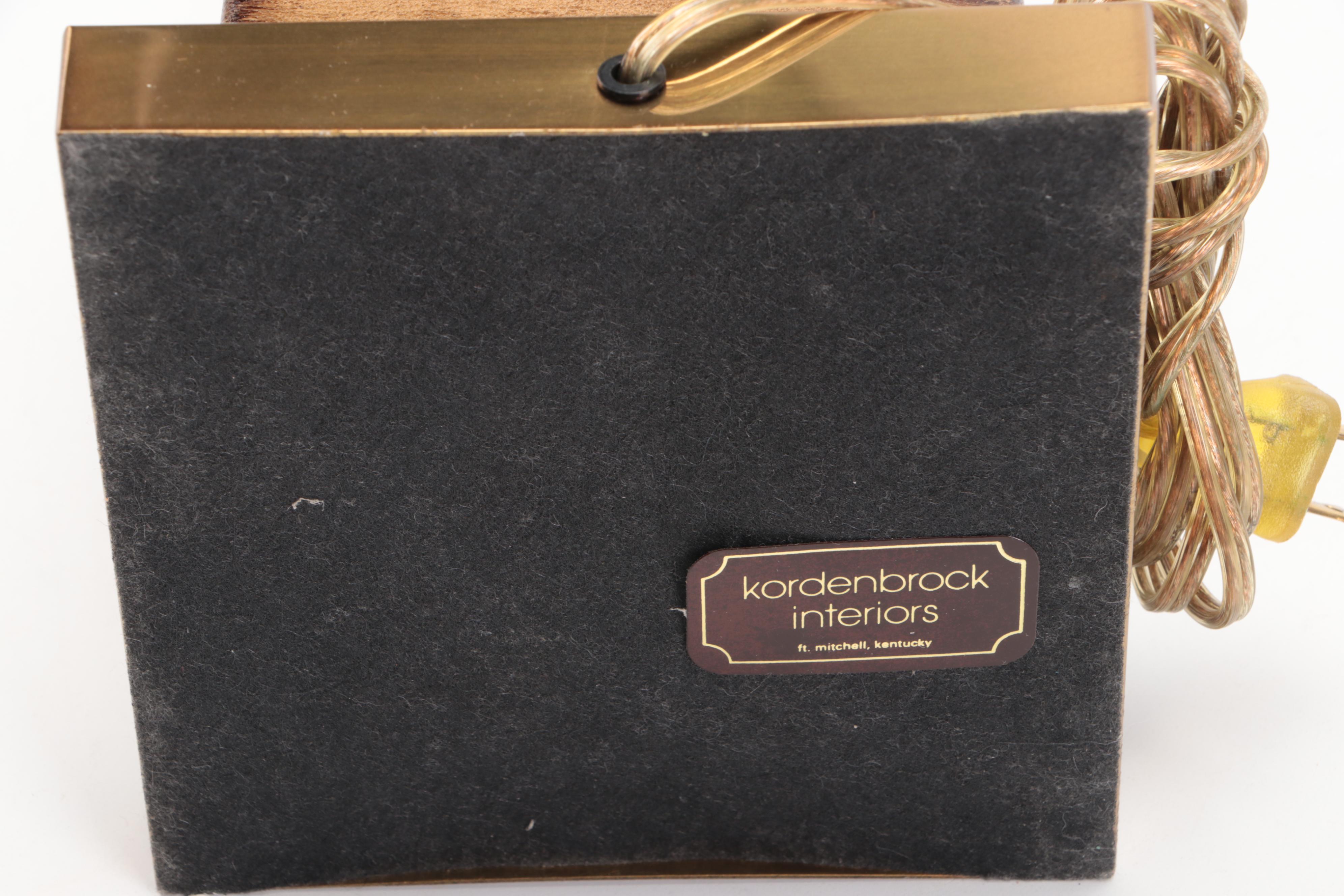 Kordenbrock Interiors Neoclassical Brass & Leather Lamp, Brass Cornucopia Lamp