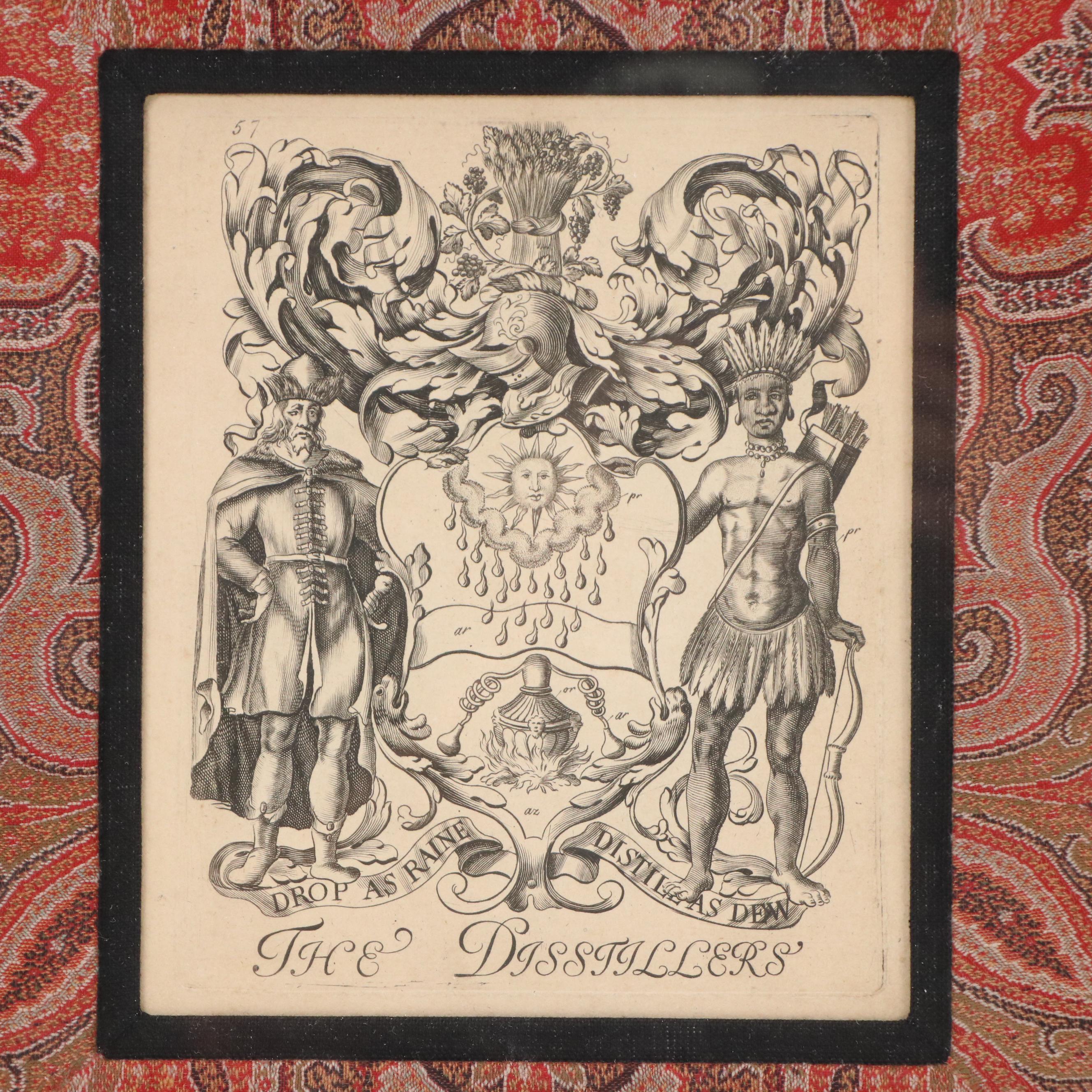 London School Engravings with Heraldic Coat of Arms "The Cooks" and Other