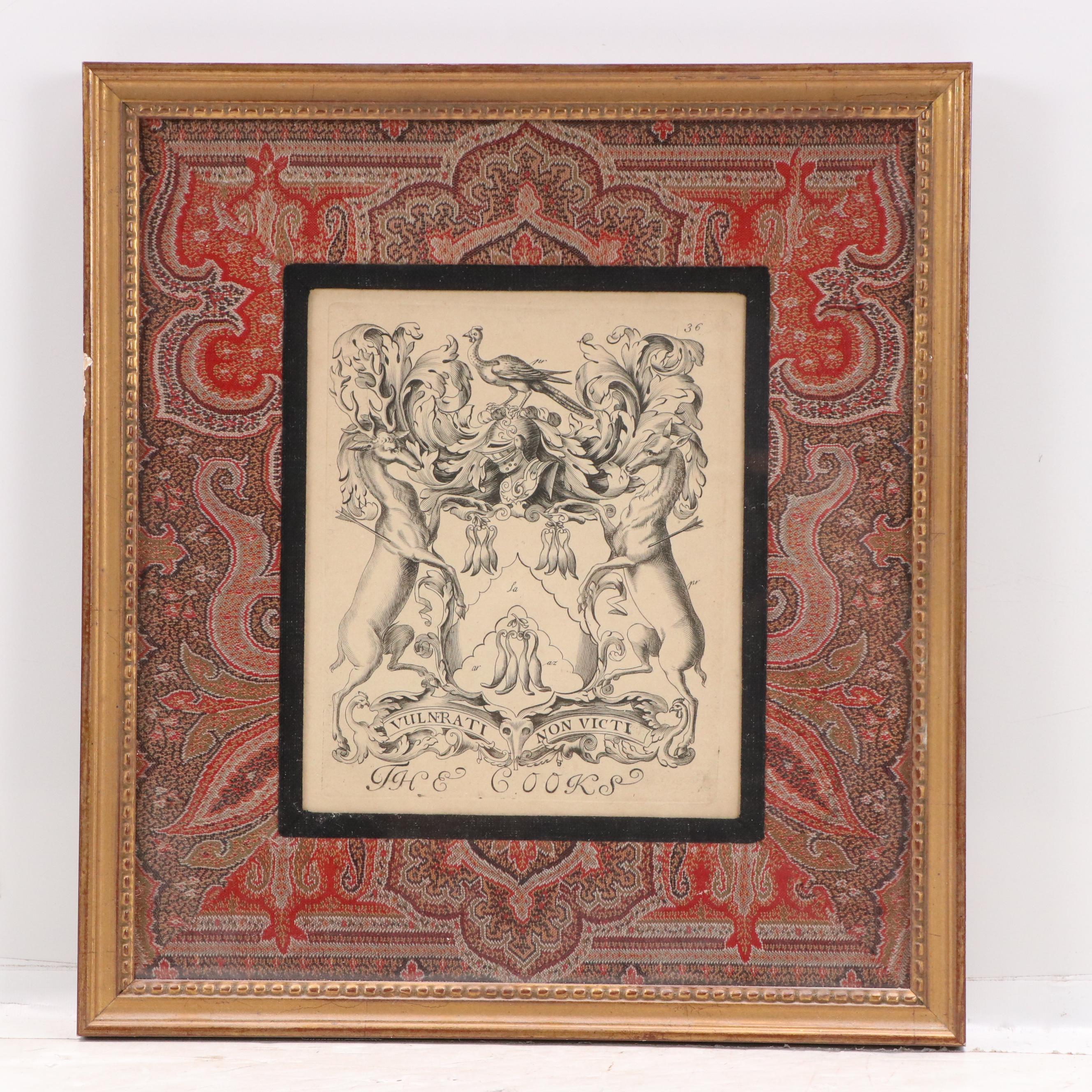 London School Engravings with Heraldic Coat of Arms "The Cooks" and Other