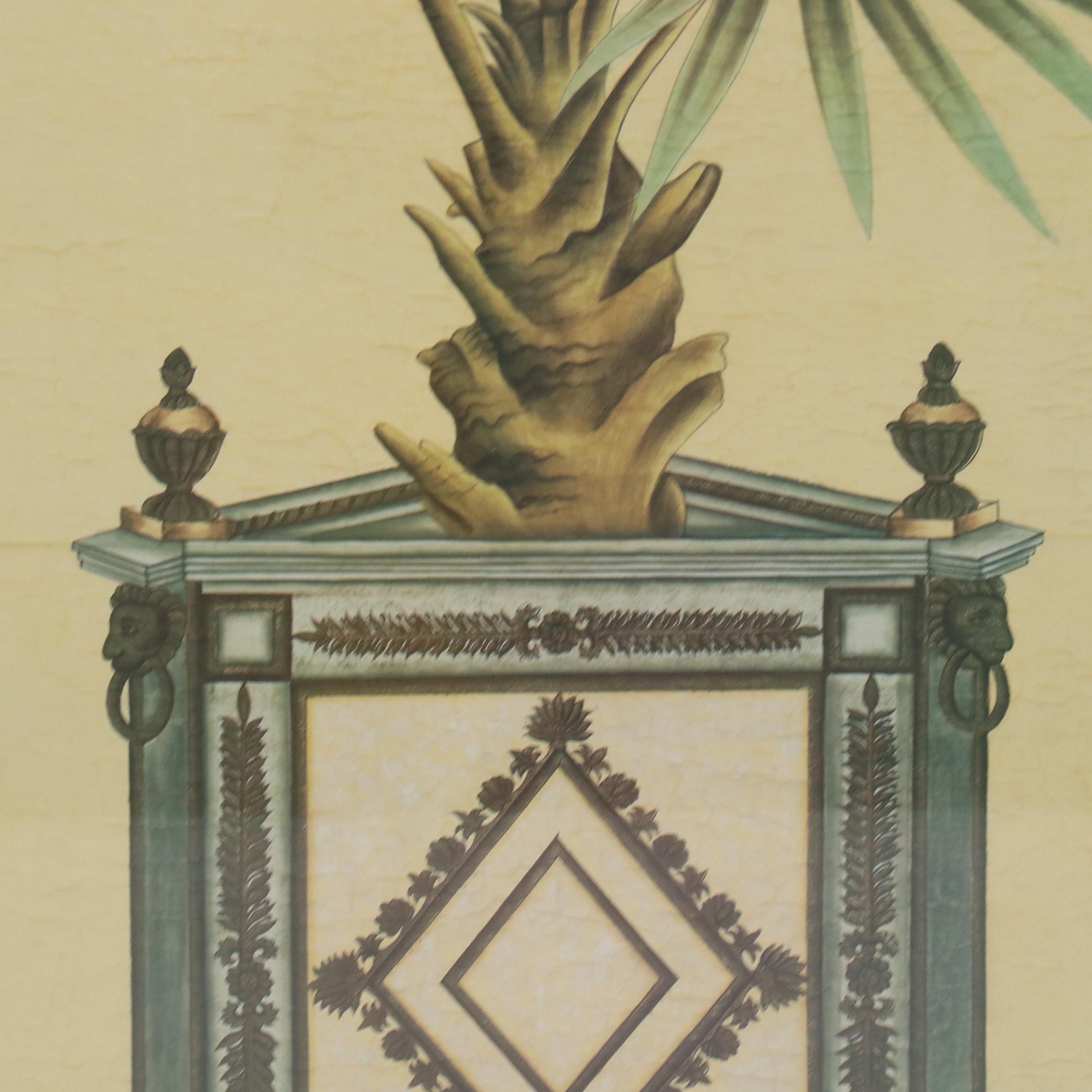 Offset Lithograph Diptych of Palm Trees in Ornate Pots, 21st Century