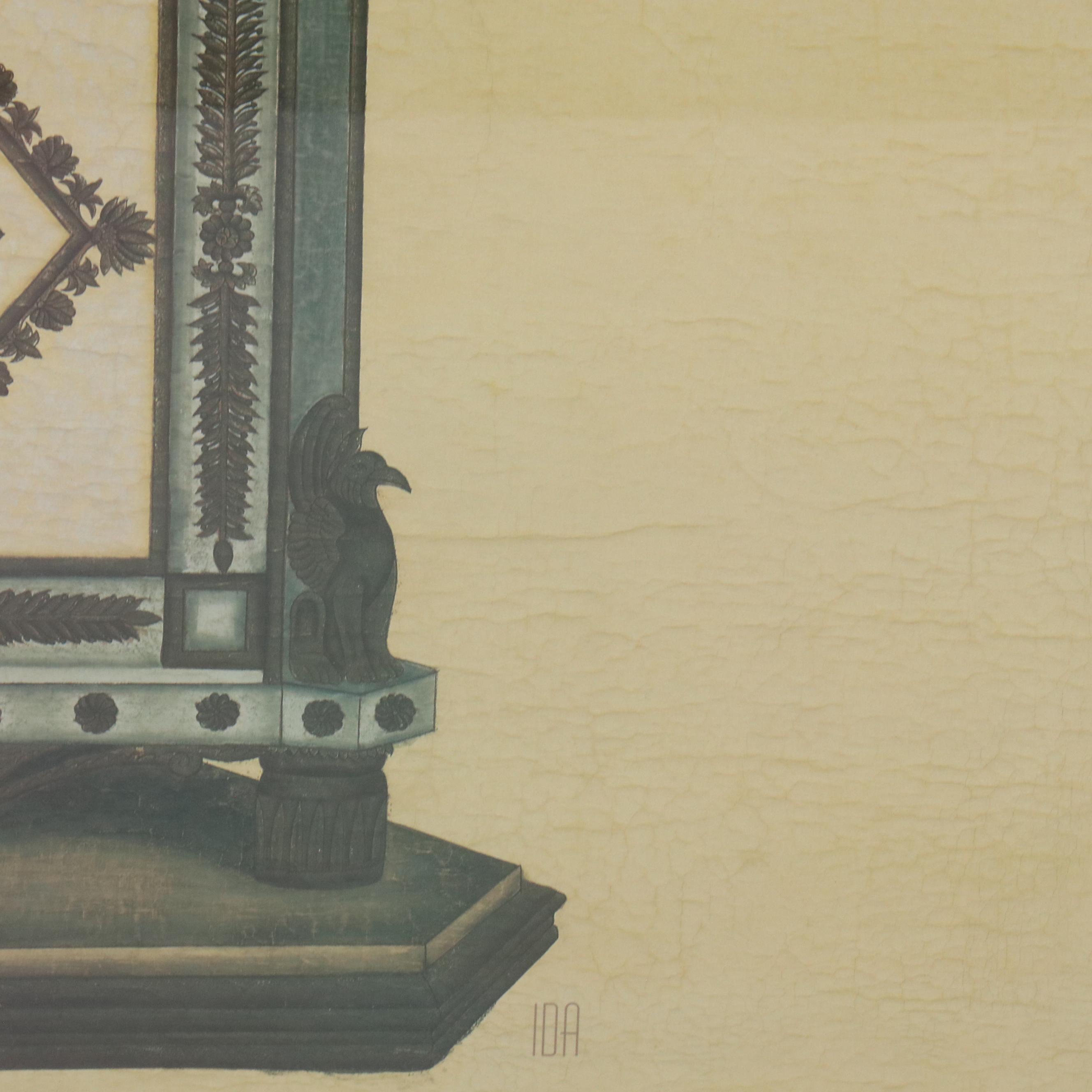 Offset Lithograph Diptych of Palm Trees in Ornate Pots, 21st Century