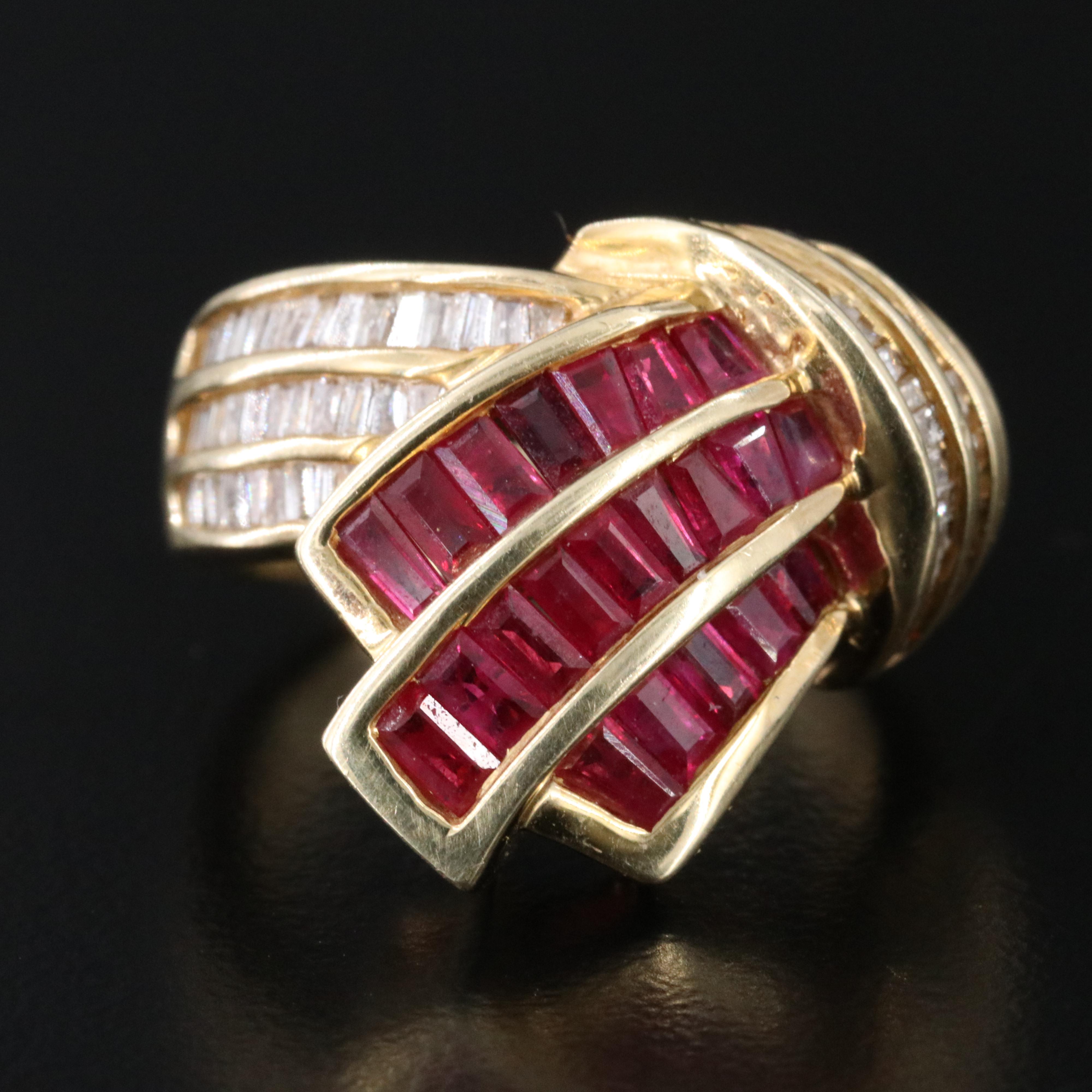 14K Ruby and Diamond Fan Ring